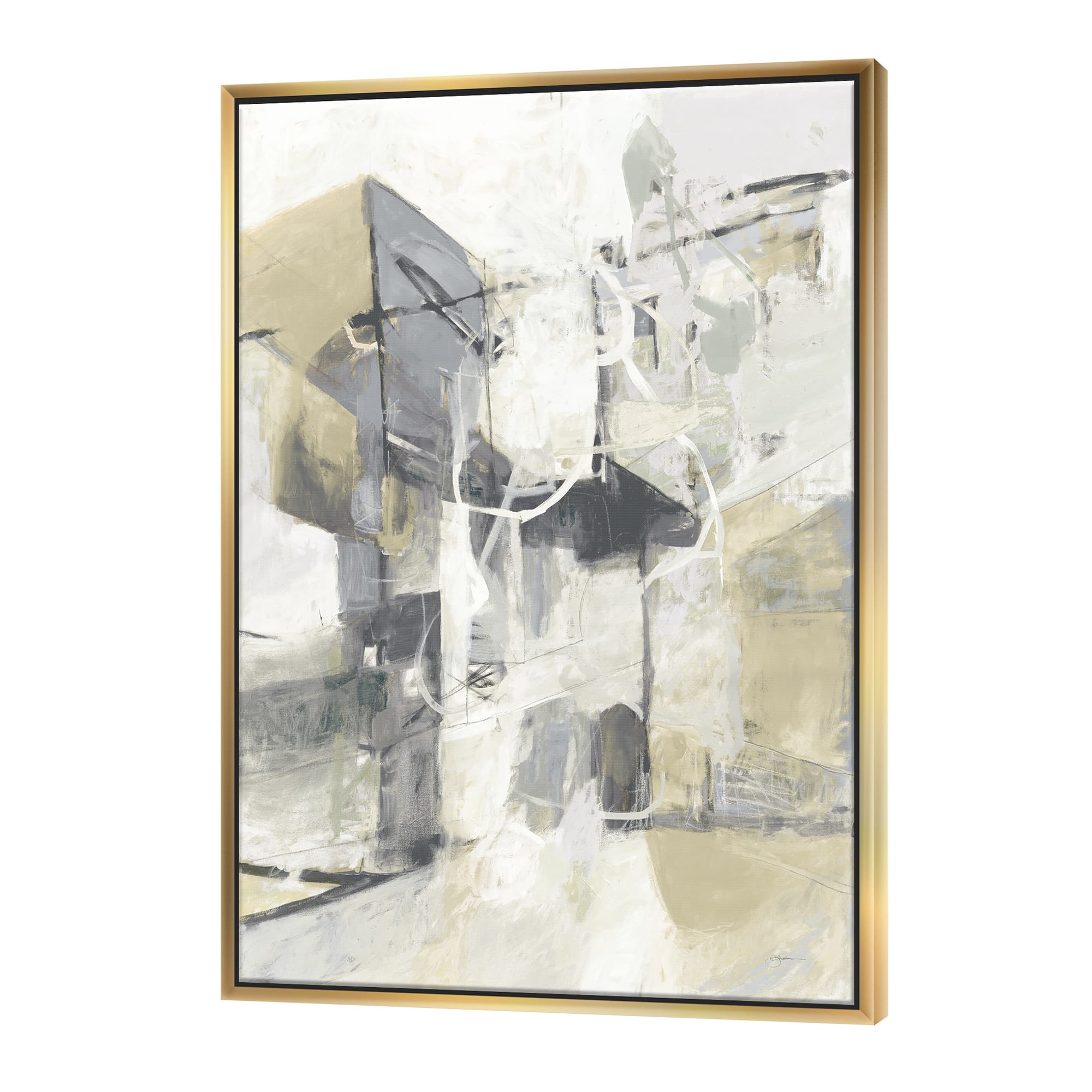Designart - Glam Cream Dream IV - Modern & Contemporary Canvas in Gold Frame