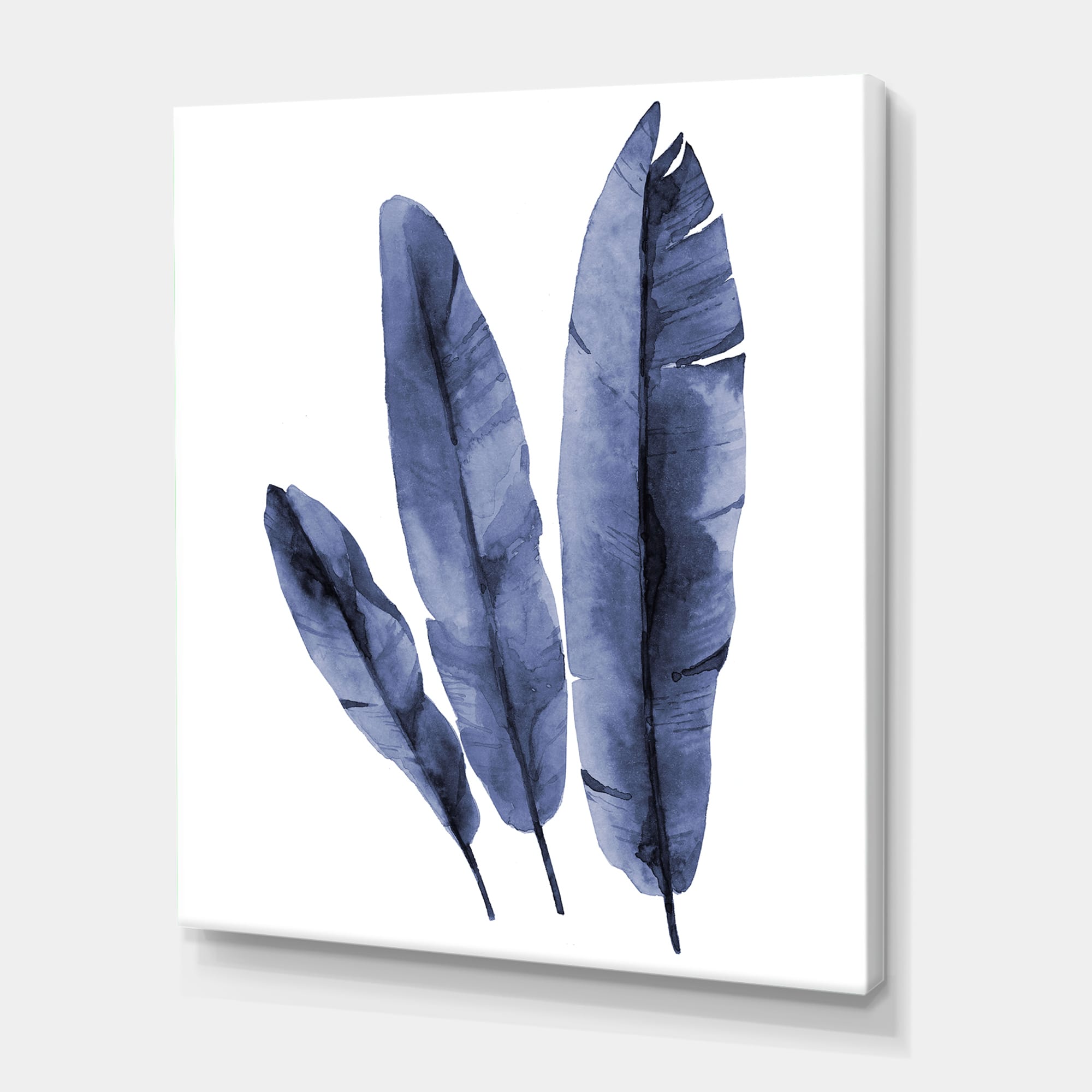 Designart - Navy Blue Tropical Banana Leaves - Tropical Canvas Wall Art Print