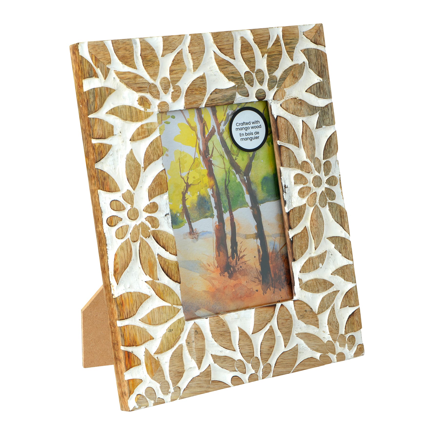 4&#x22; x 6&#x22; Brown &#x26; White Floral Wood Tabletop Frame, Atelier by Studio D&#xE9;cor&#xAE;