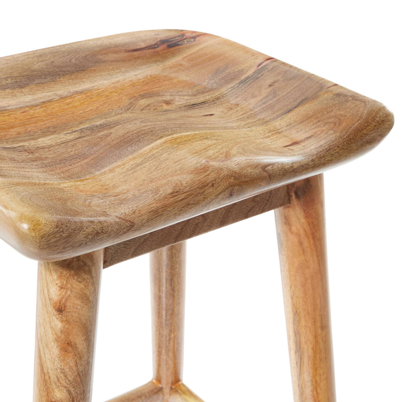 Brown Wood Contemporary Stool, 30" x 17" x 14"