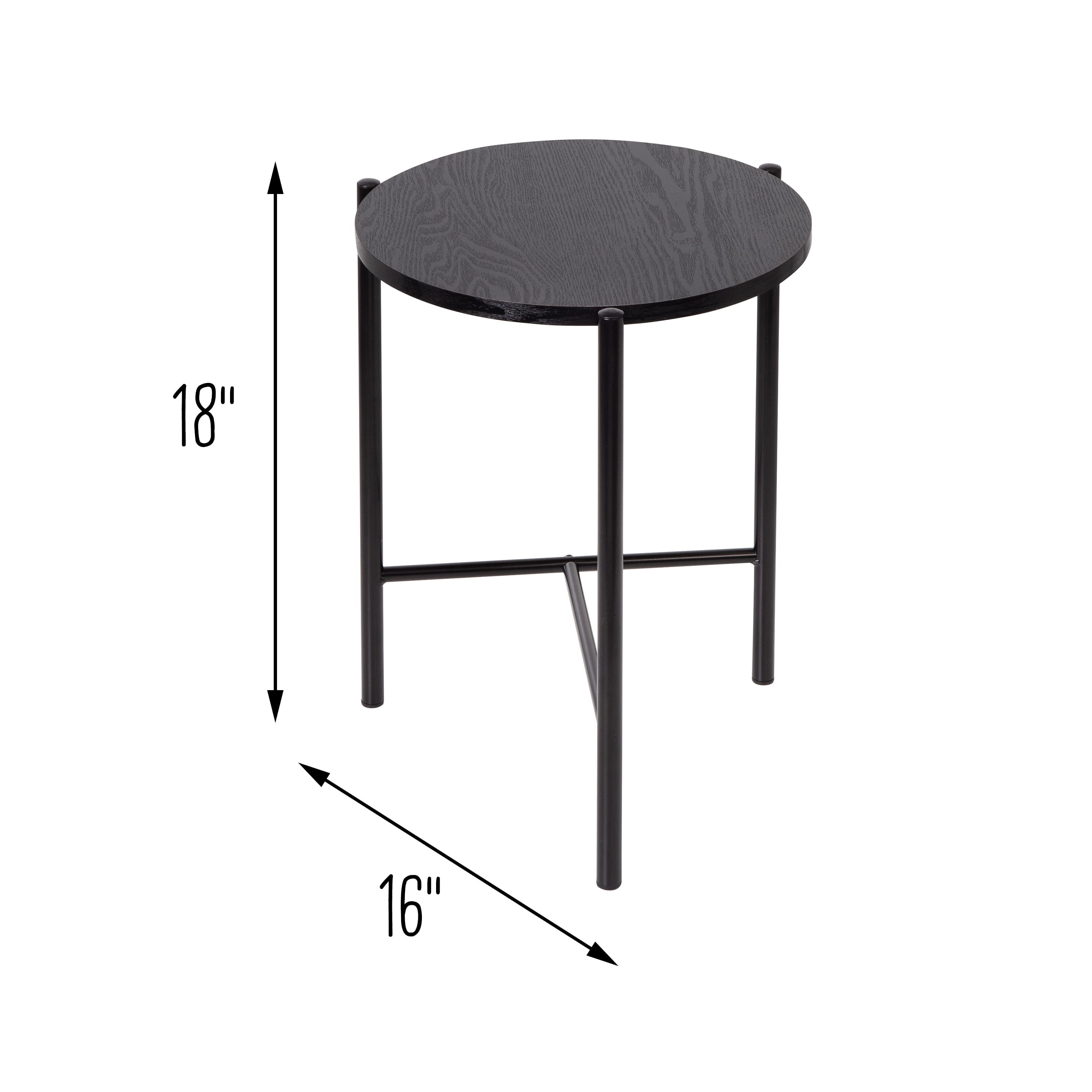 6 Pack: Honey Can Do 18&#x22; Black Round Side Table with T-Pattern Base