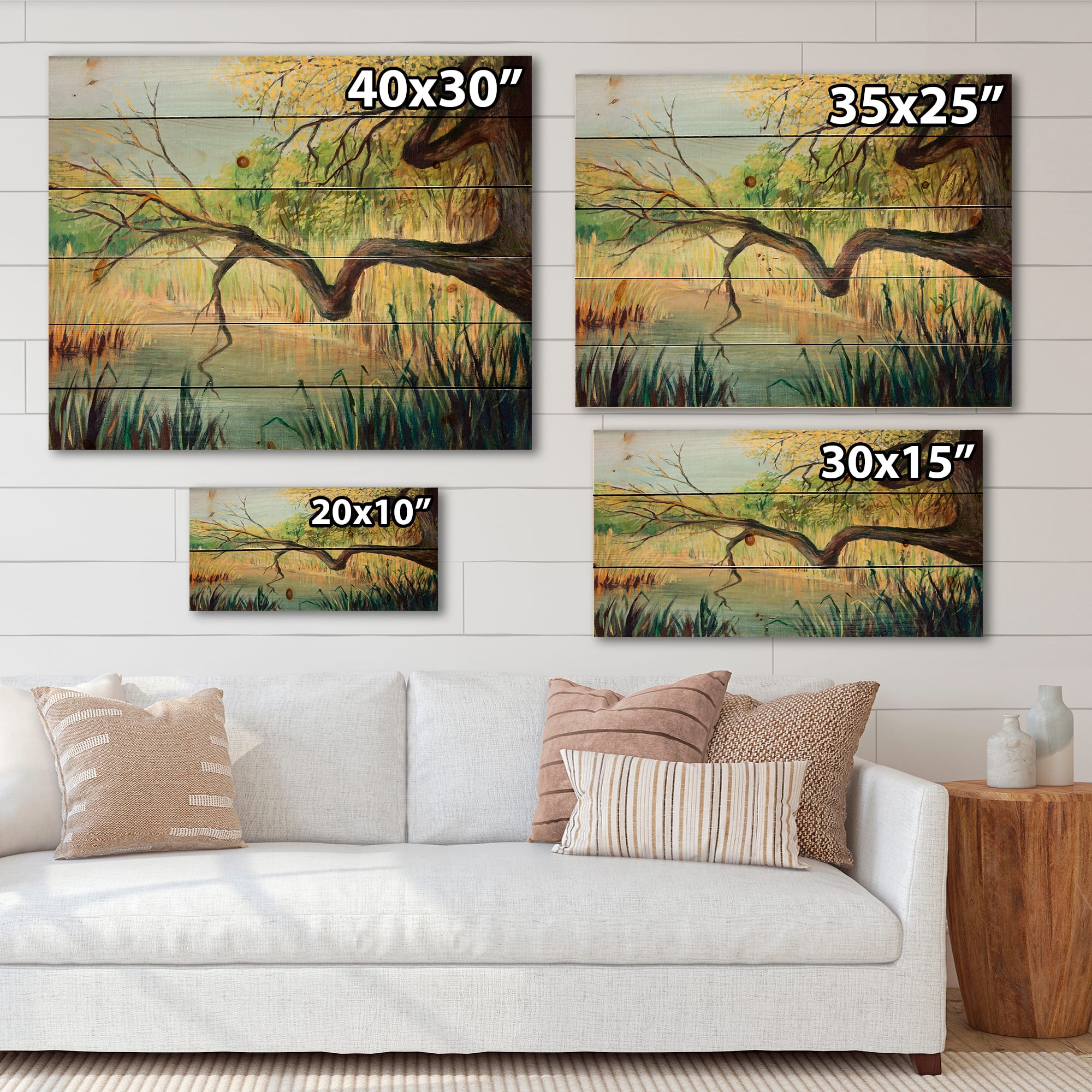 Designart - The Lake of Silence - Lake House Print on Natural Pine Wood