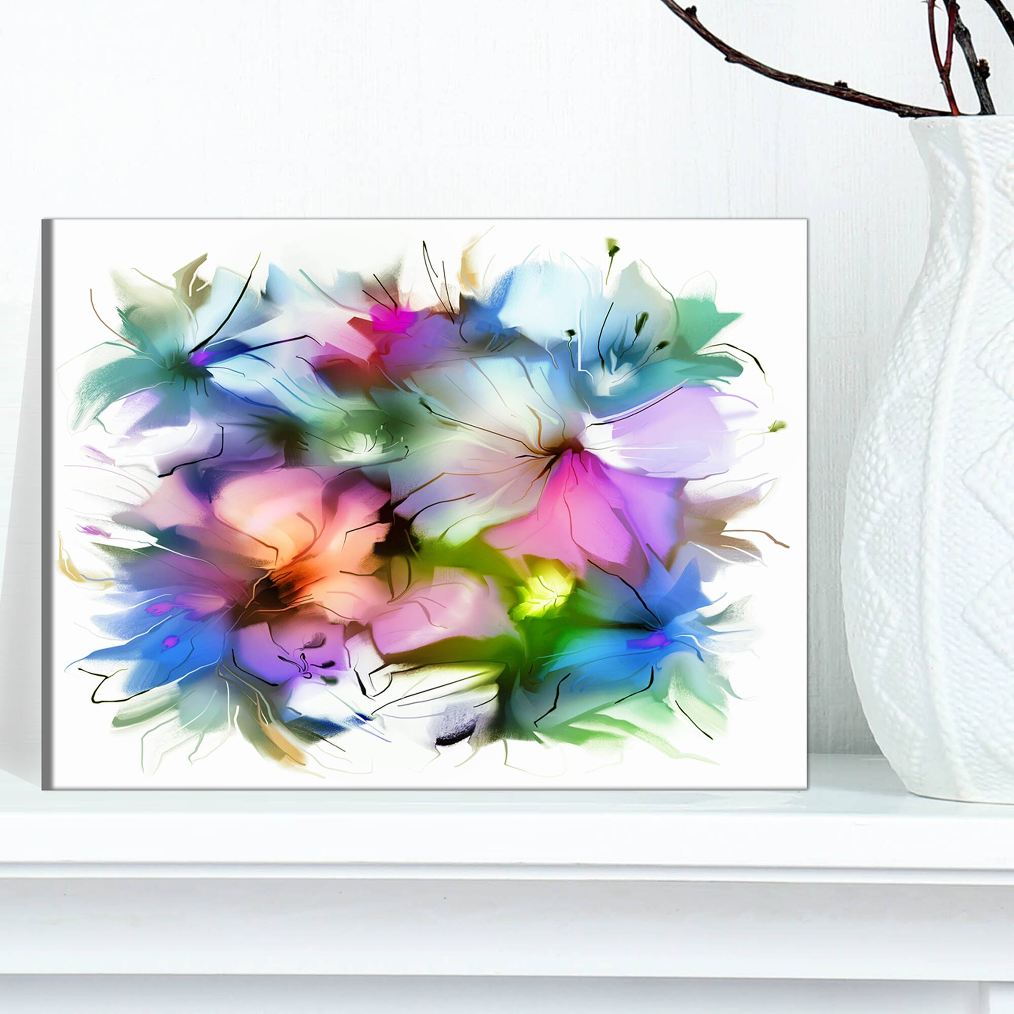 Designart - Watercolor Floral Bouquet - Extra Large Floral Wall Art