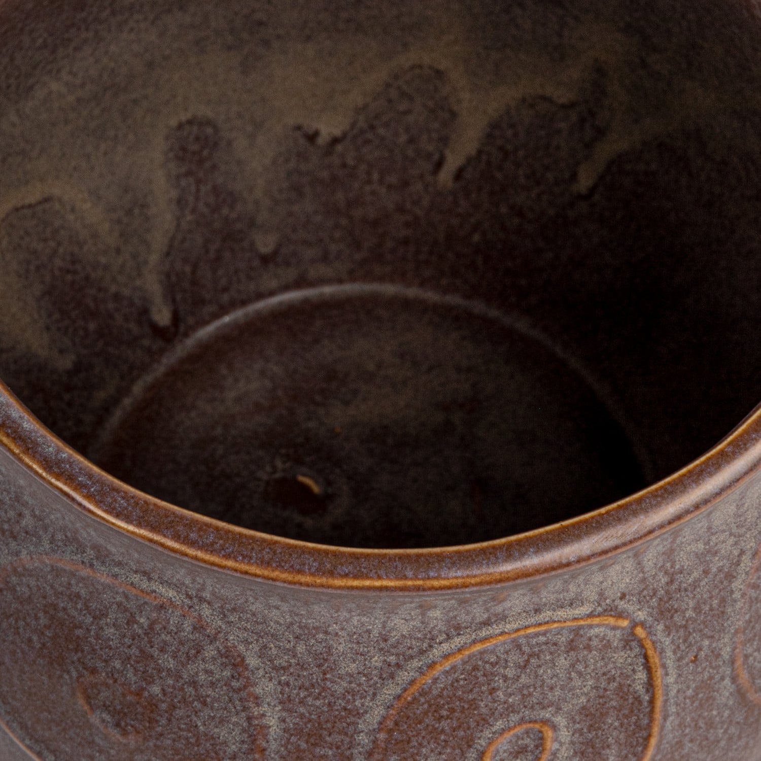 Hello Honey&#xAE; 6.5&#x22; Plum Reactive Glaze Pattern Debossed Stoneware Planter