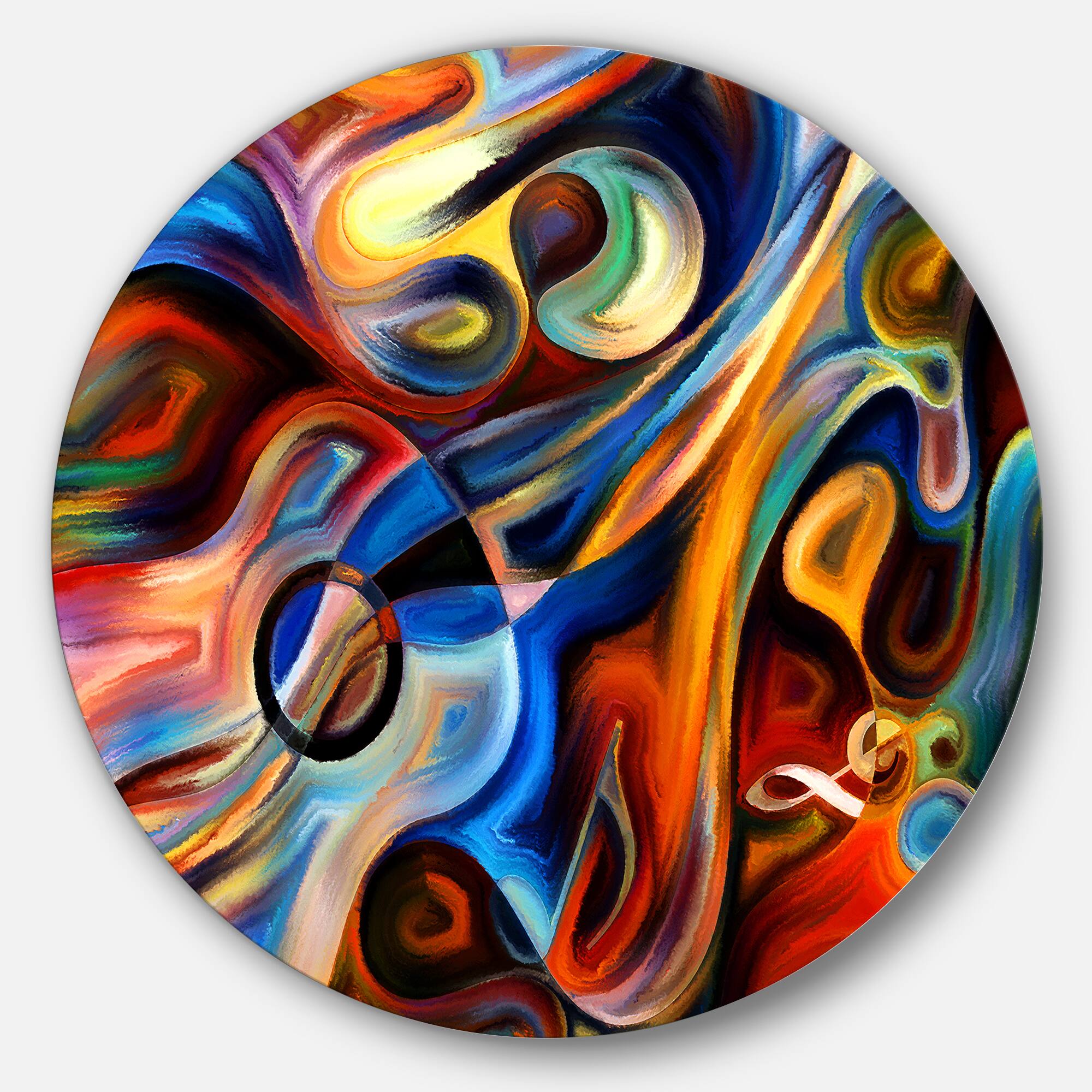 Designart - Abstract Music and Rhythm&#x27; Abstract Metal Circle Wall Art