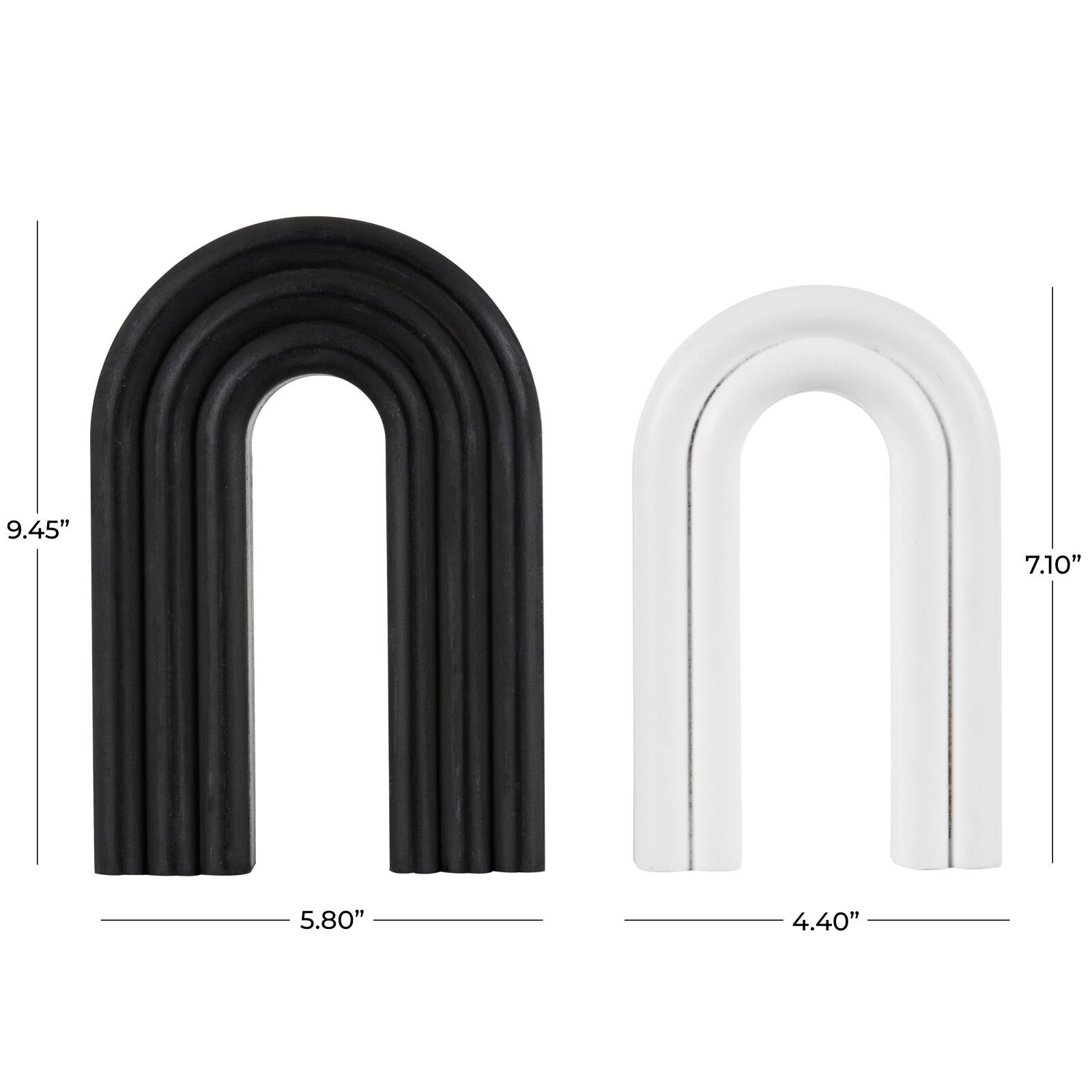 Black & White Geometric Layered Arch Sculpture Set