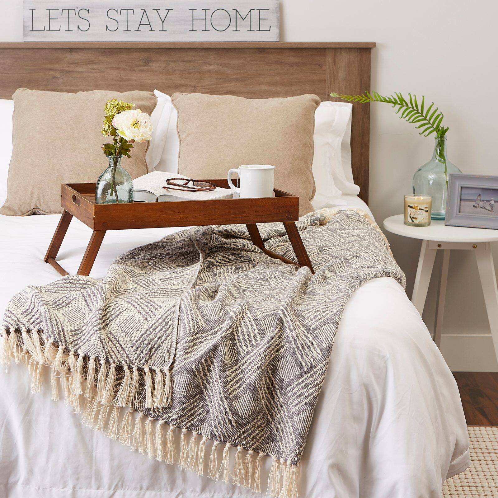 DII&#xAE; Gray Basket Weave Woven Throw