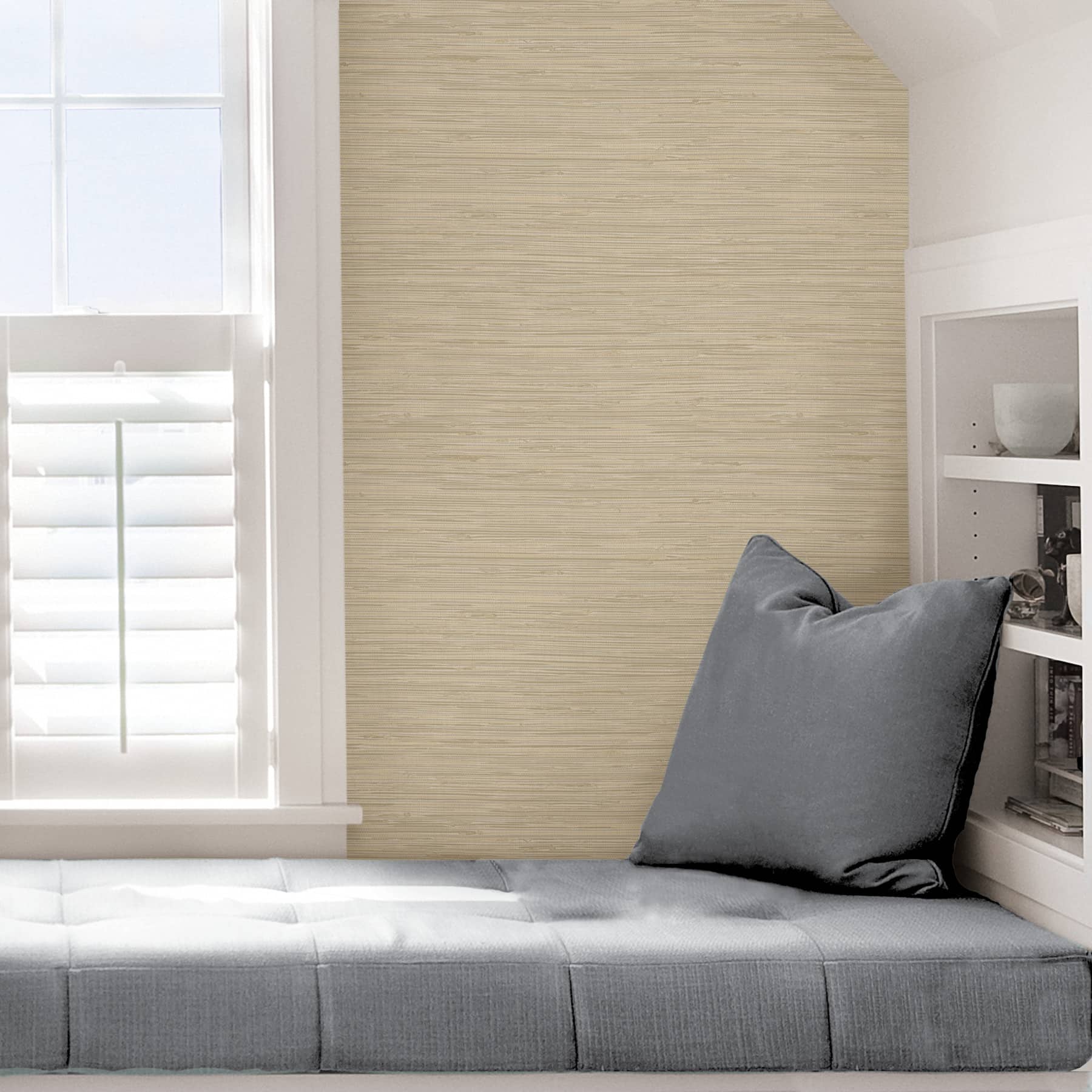 NuWallpaper Cream Tibetan Grasscloth Peel &#x26; Stick Wallpaper