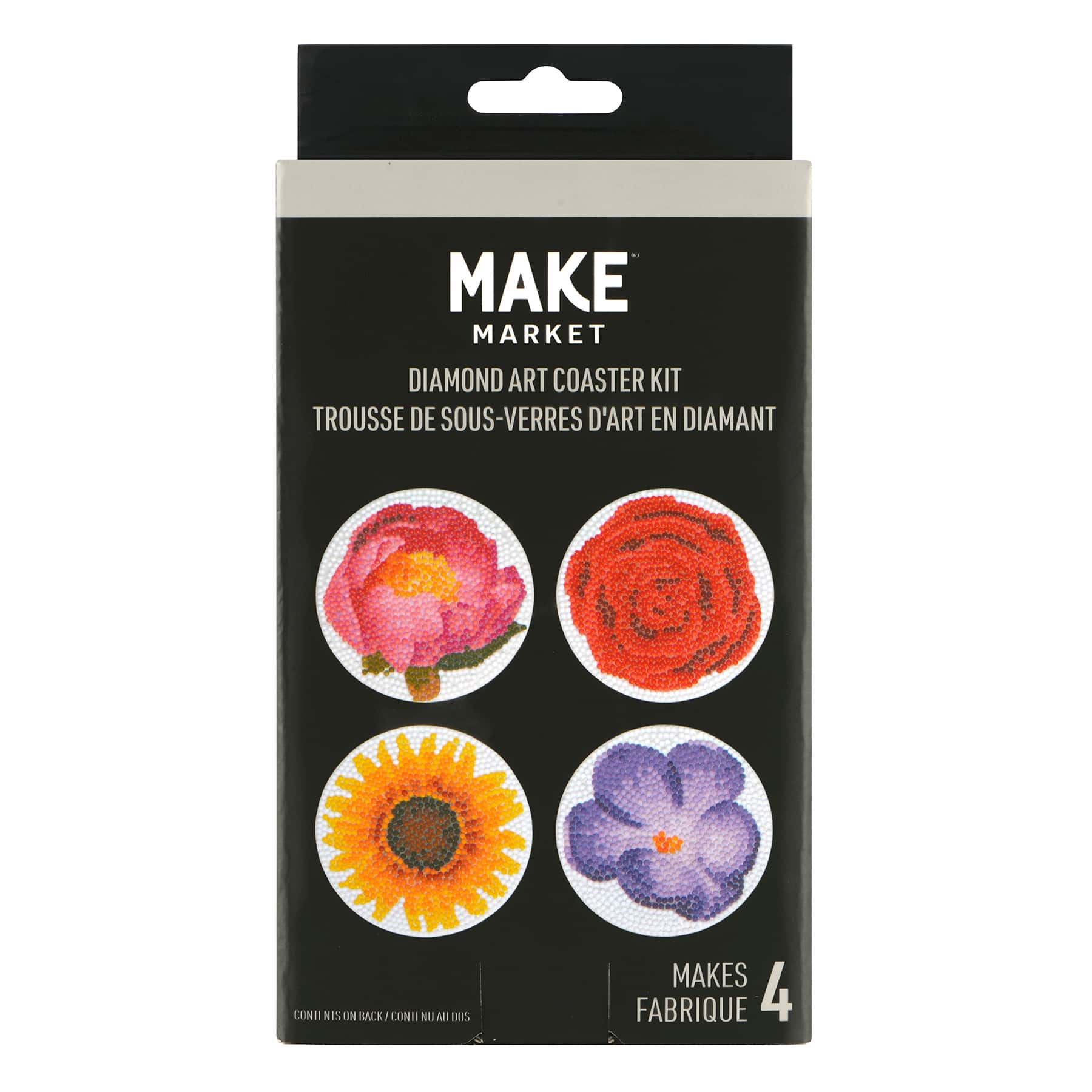 Round Flower Diamond Art Coaster Kit by Make Market