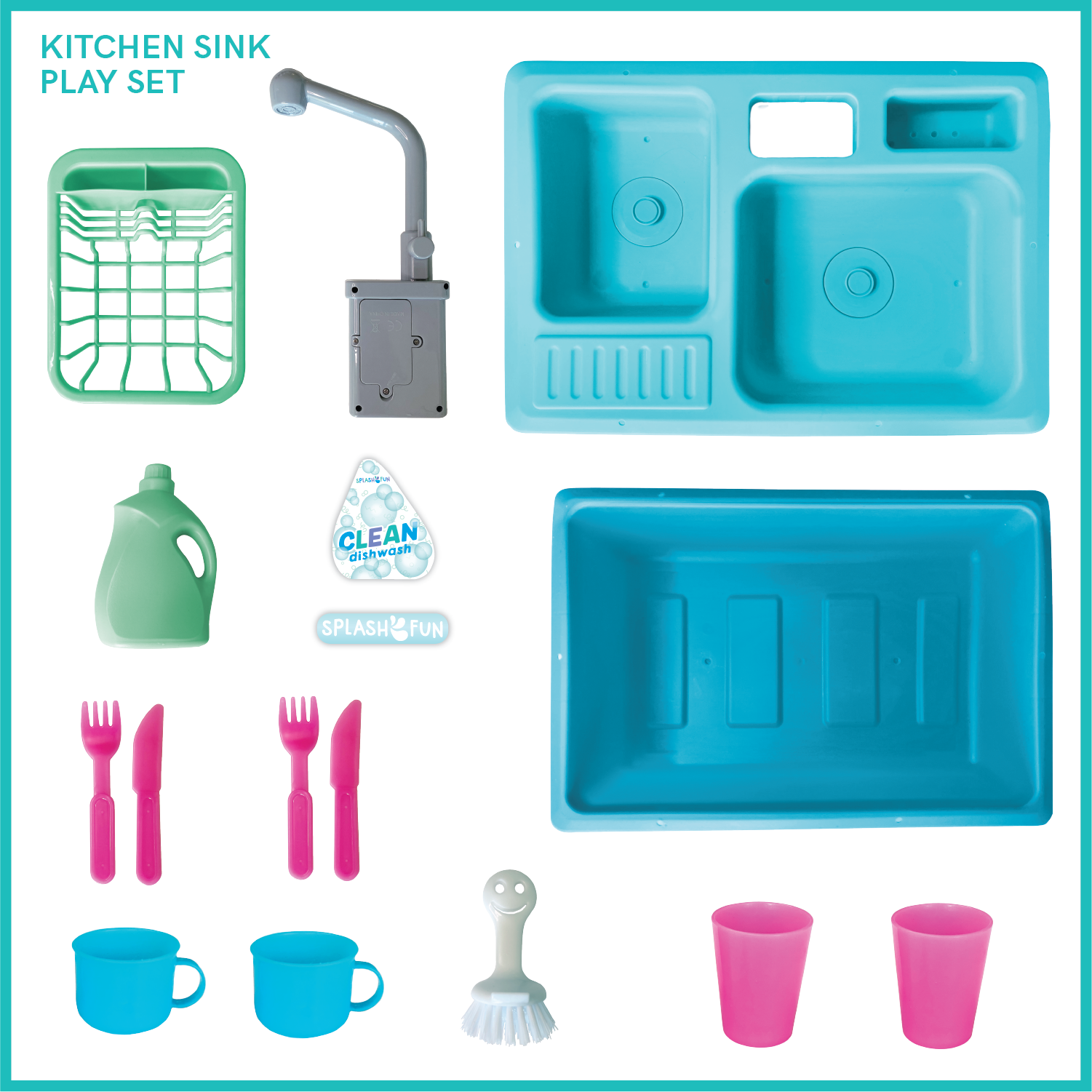 The Bubble Factory SPLASHFUN Wash-up Kitchen Sink Play Set