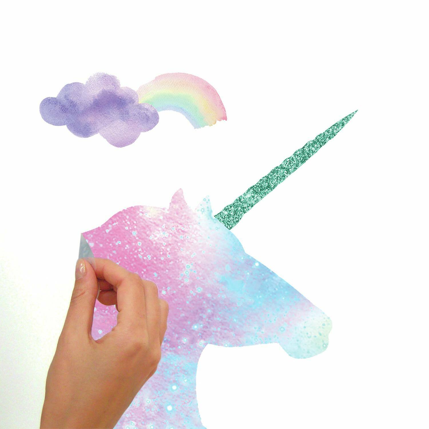 RoomMates Galaxy Unicorn Peel & Stick Giant Wall Decals with Glitter