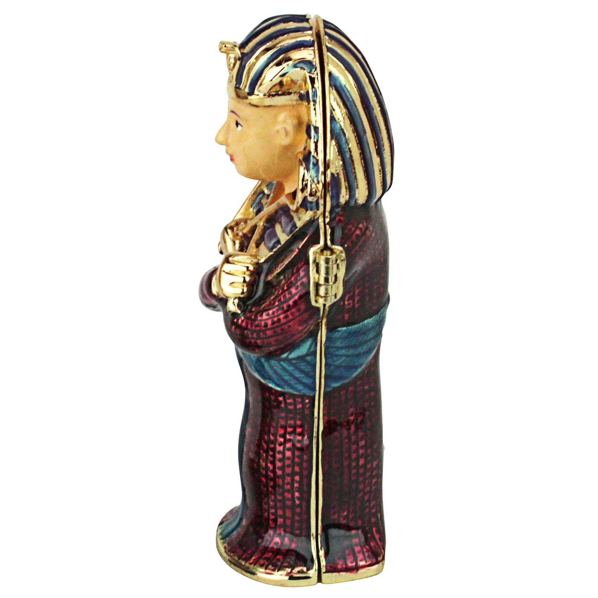 4&#x22; King Tut Sarcophagus Enamel Pewter Trinket Box