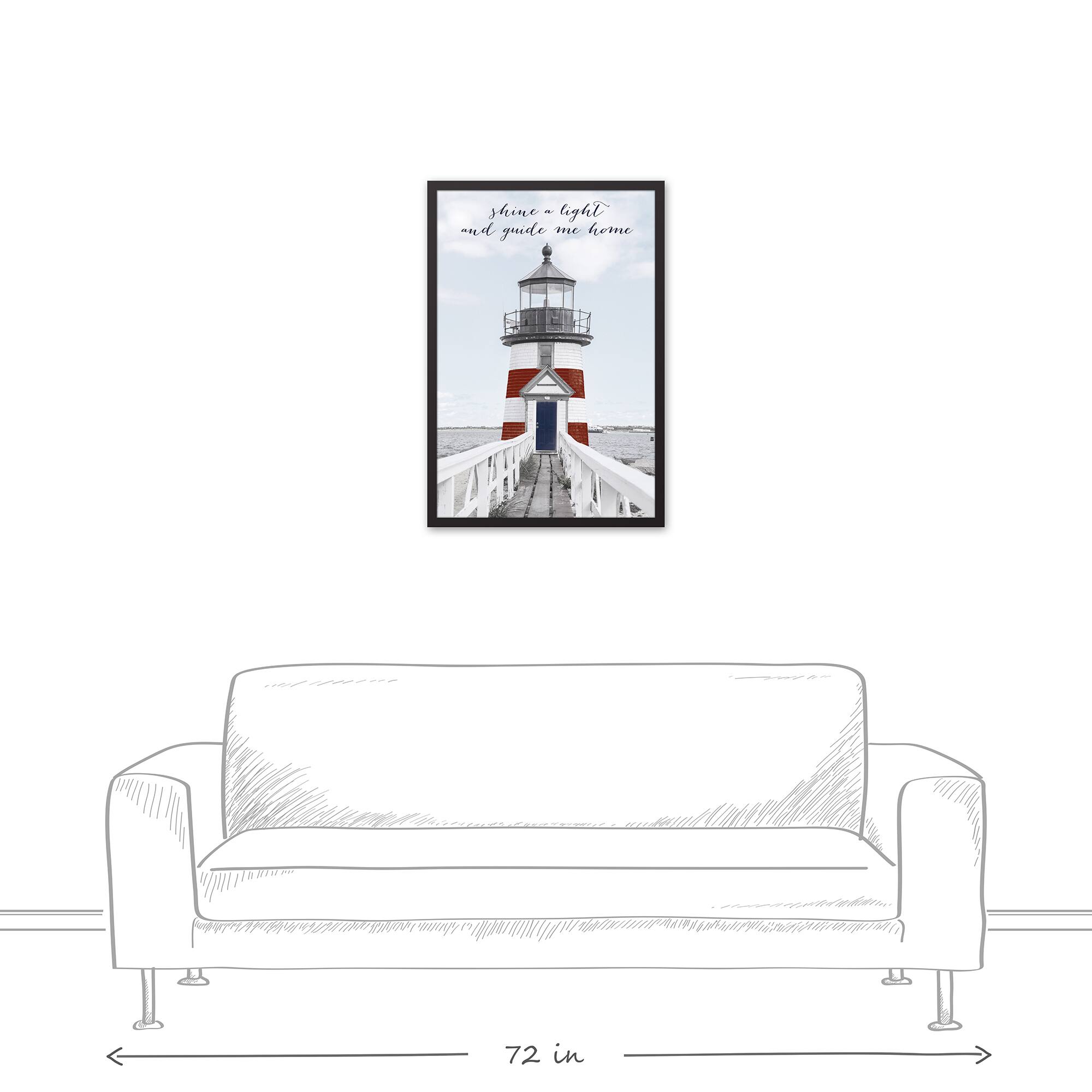 Shine a Light and Guide Me Home Nautical Black Framed Canvas