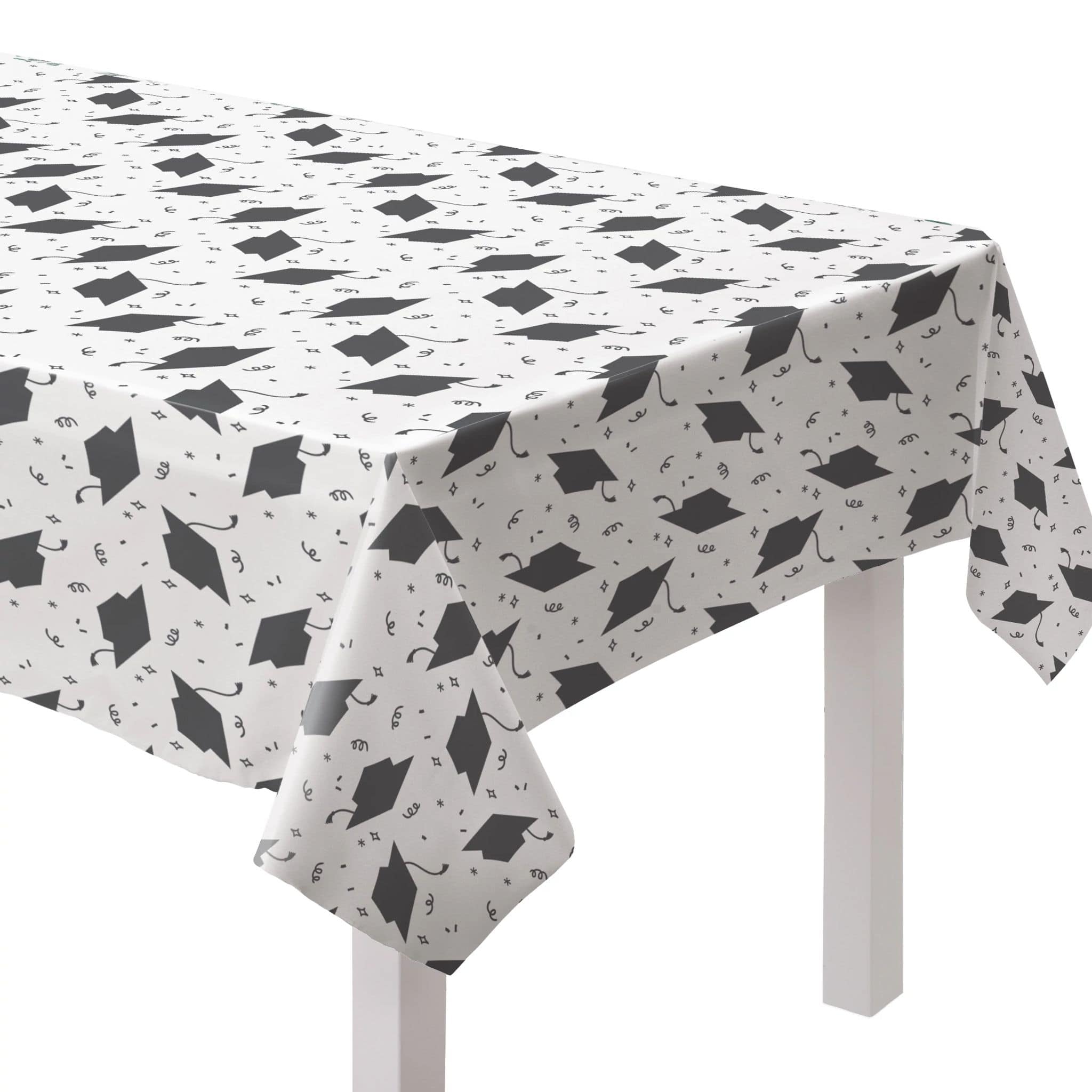 7.5ft. Graduation Cap Flannel-Backed Vinyl Table Cover, 2ct.