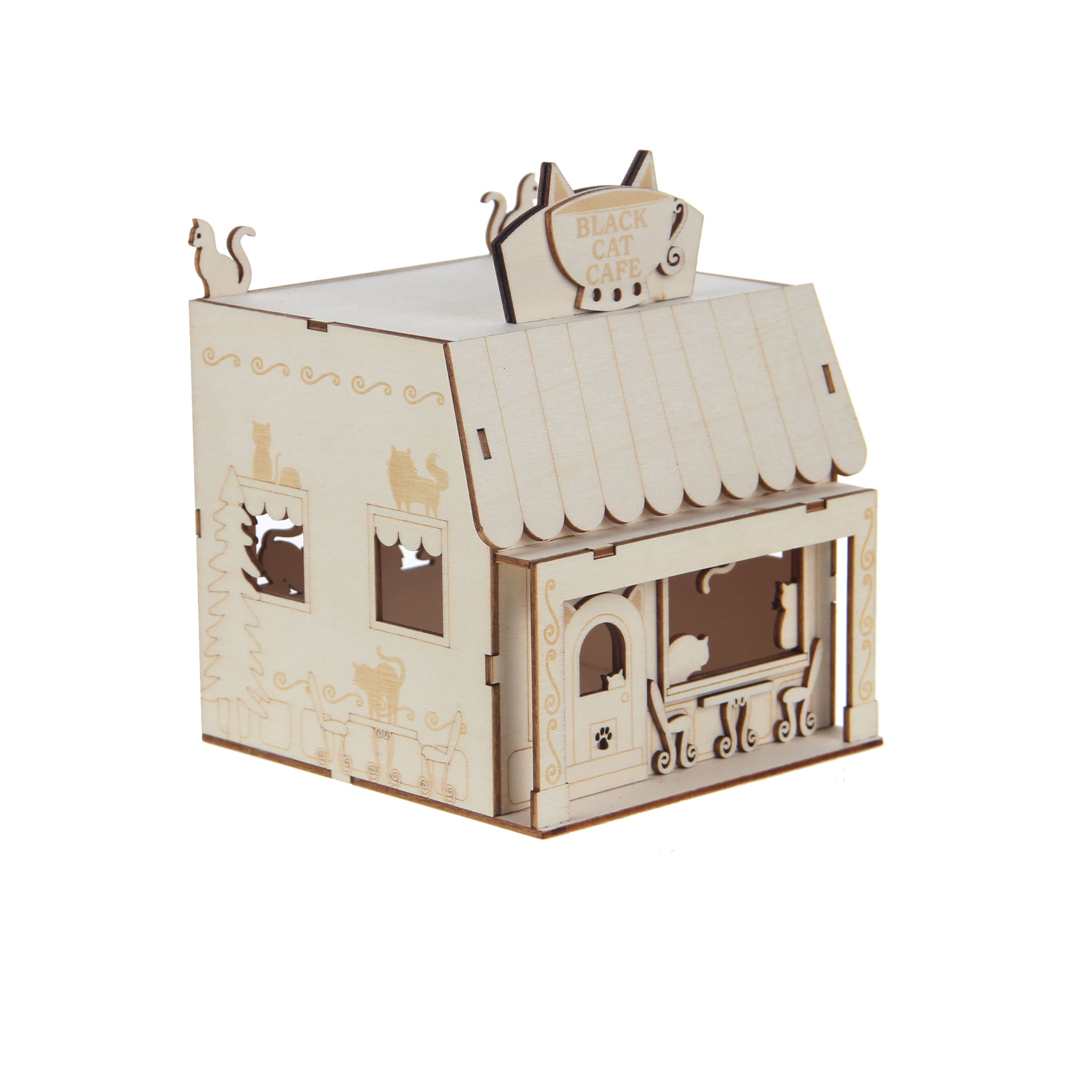 6.75" DIY Village Cat Cafe LED Wood Décor by Make Market®