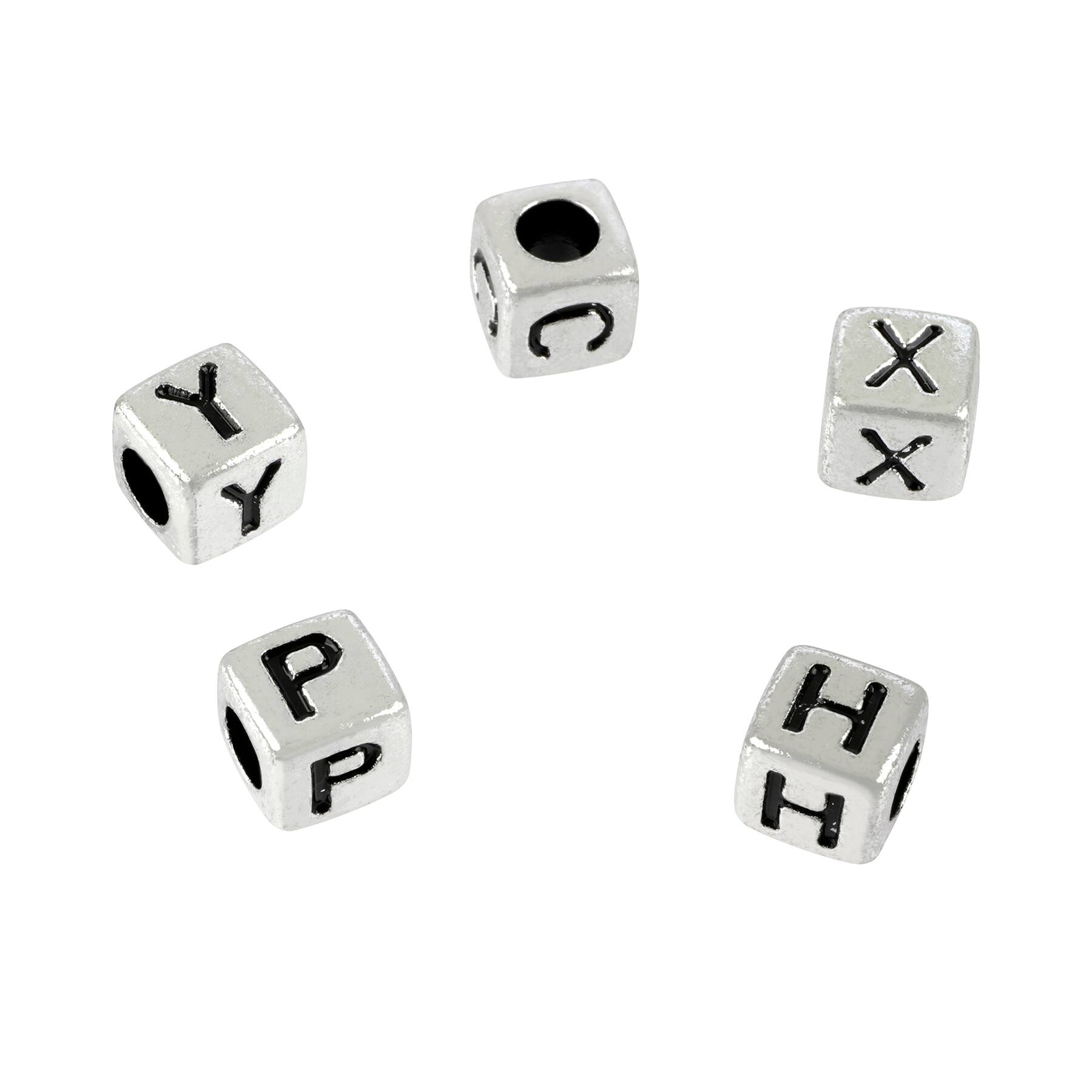 12 Packs: 390 ct. (4,680 total) 6mm Silver Alphabet Cube Crafting Beads by Bead Landing™