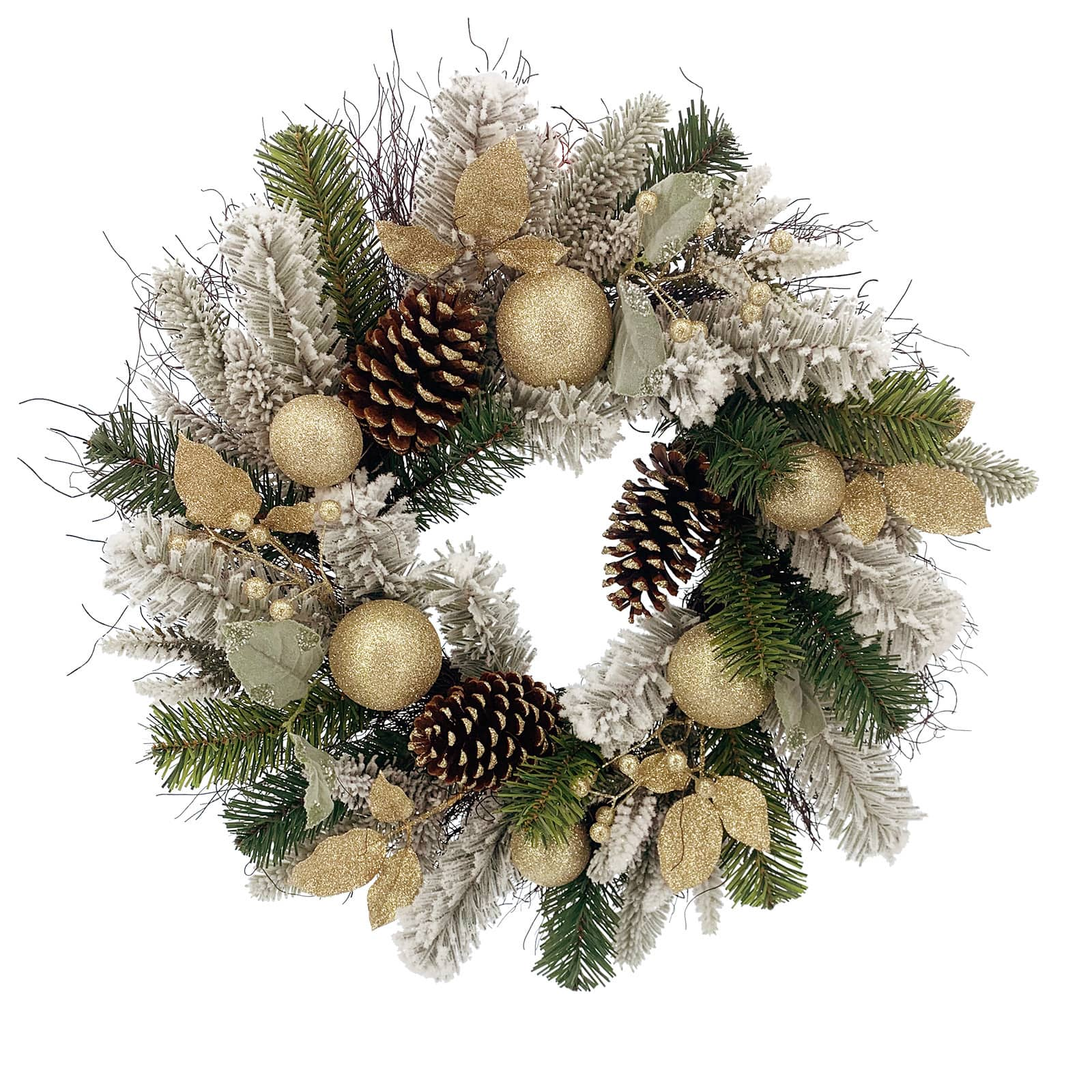 24&#x22; Pine Leaf &#x26; Gold Ornament Wreath by Ashland&#xAE;