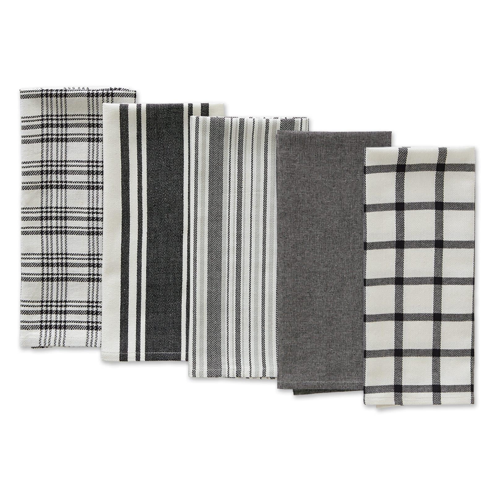 DII® Assorted Black Woven Dishtowels Set