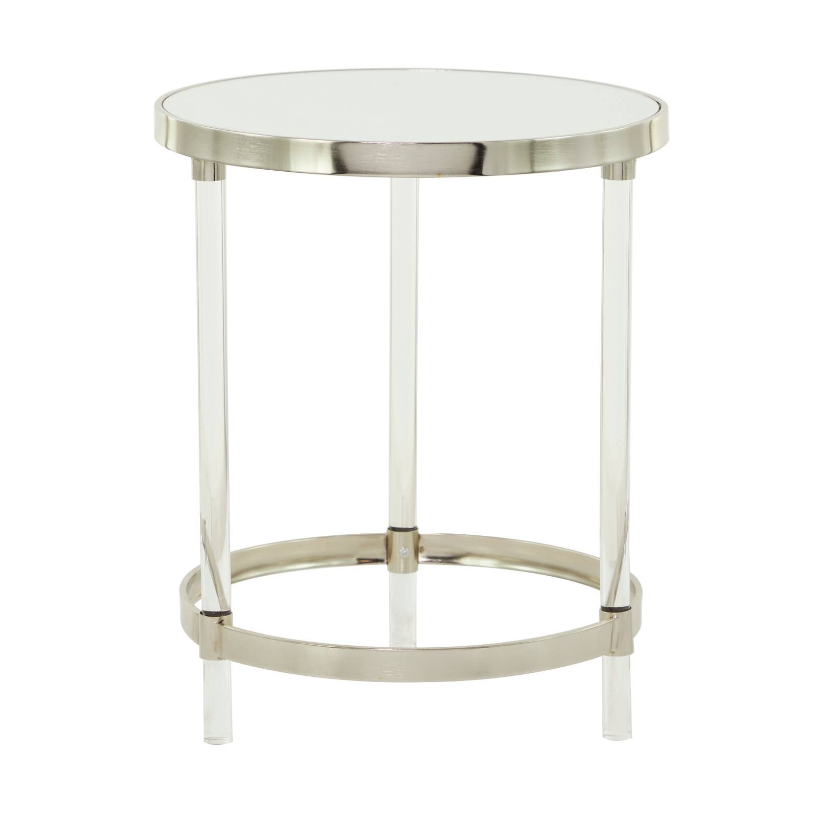 Silver Acrylic Contemporary Accent Table, 19&#x22; x 19&#x22; x 23&#x22;