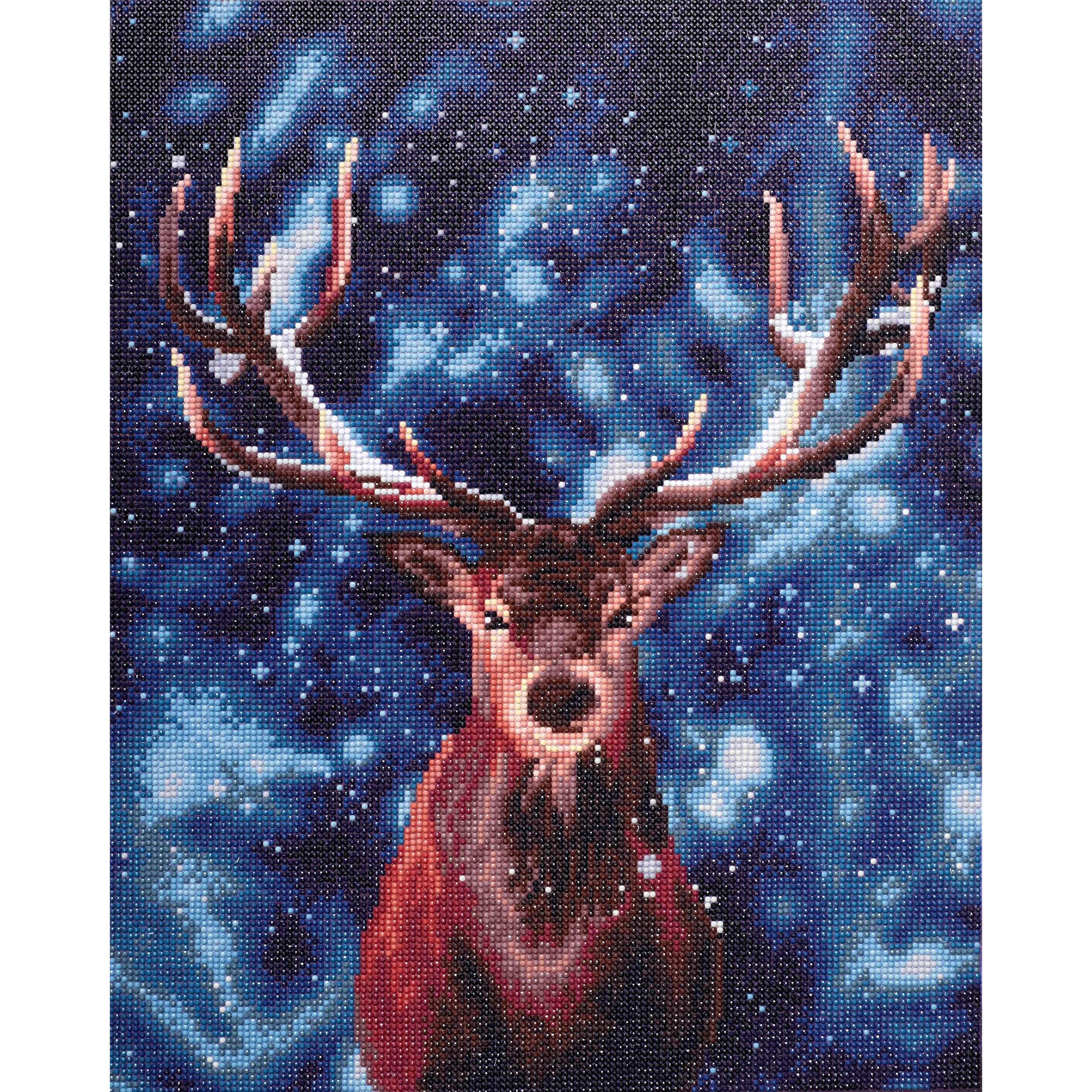 Christmas Deer Diamond Painting Set by Wizardi. WD304 Diamond Art Kit. Small  Diamond Painting Kit 