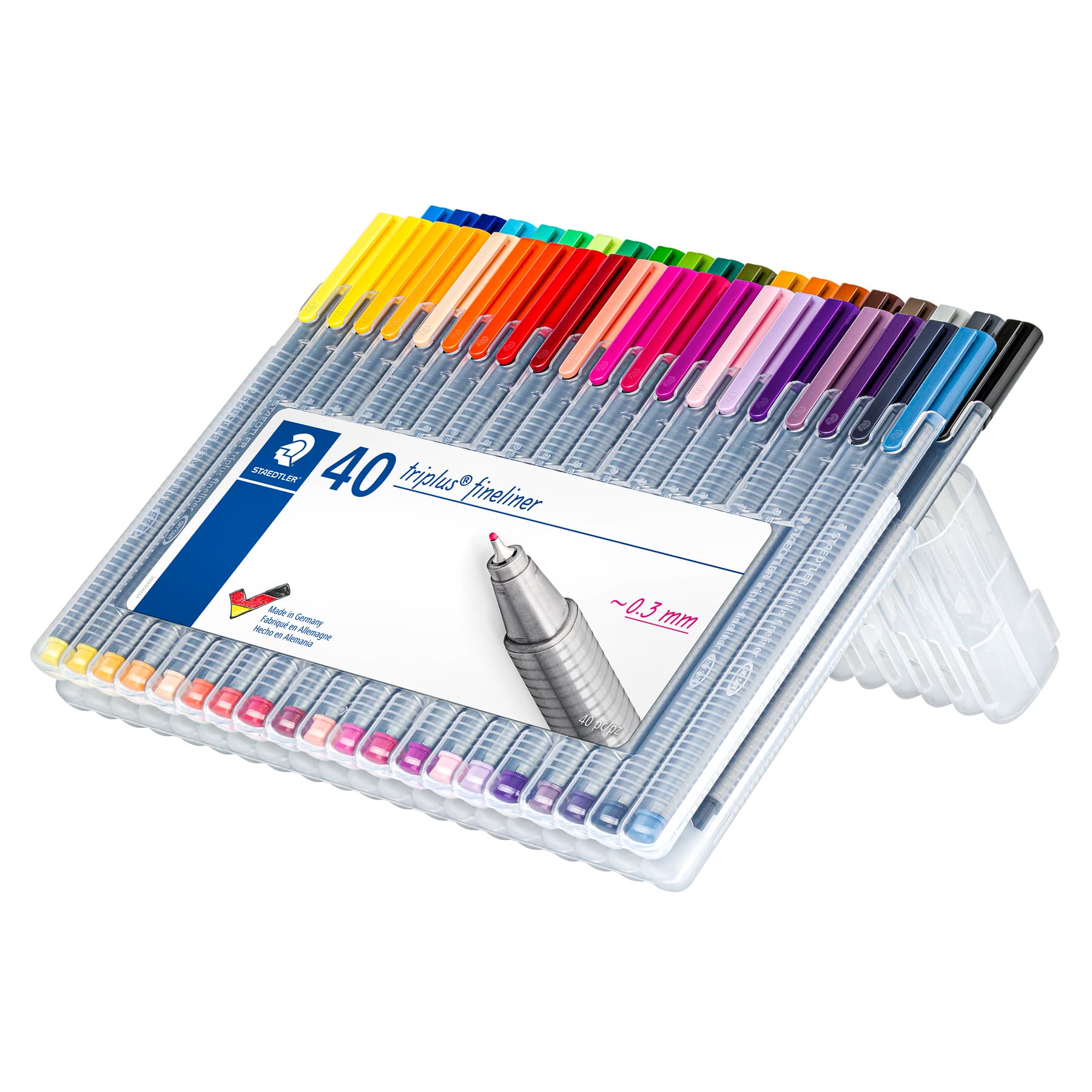 Staedtler TriPlus Fineliner Porous Point Marker Pens Easel Storage Case 0.3mm Assorted Colors (20 Count)