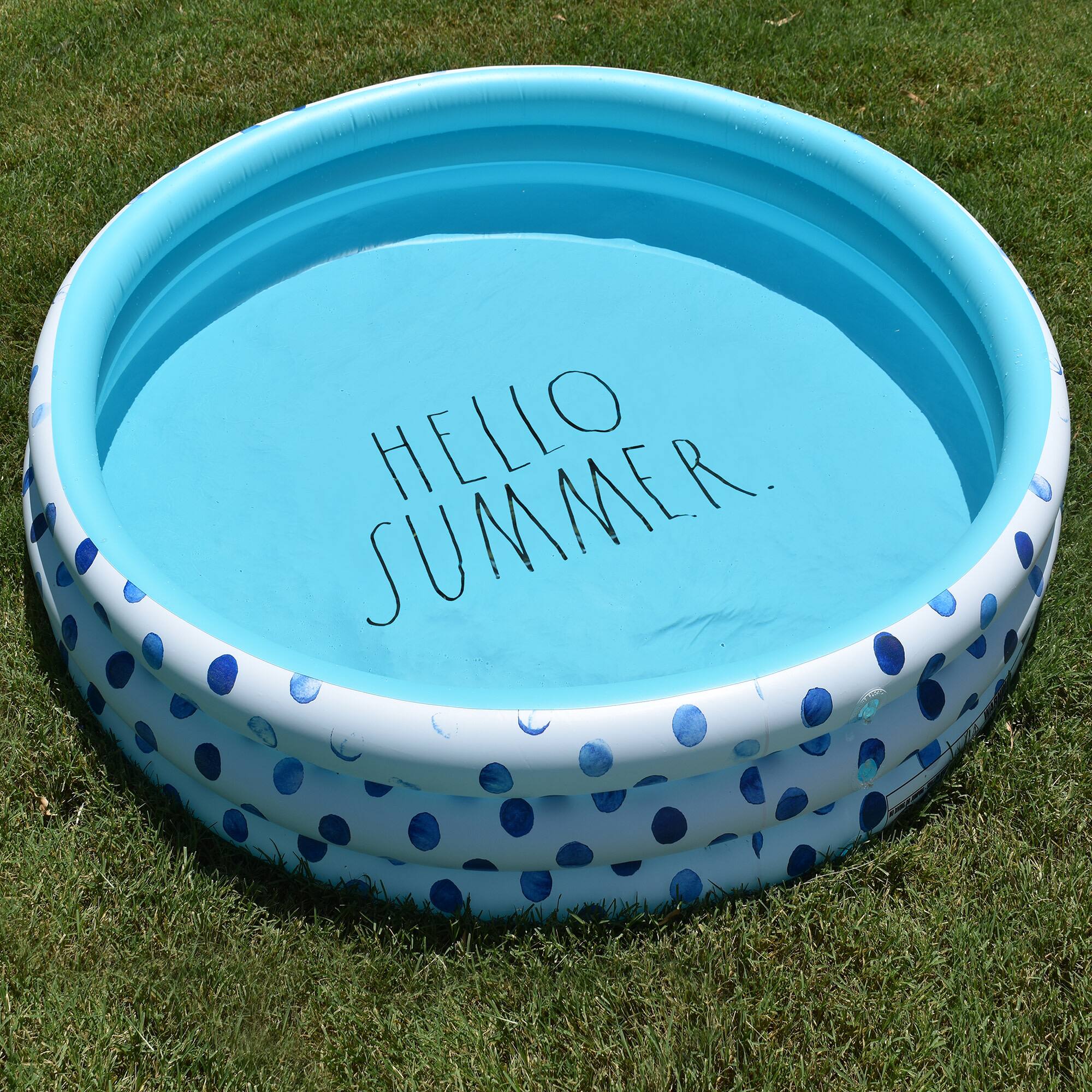 Rae Dunn 4ft. Hello Summer Aqua Polka Dots Mini Pool