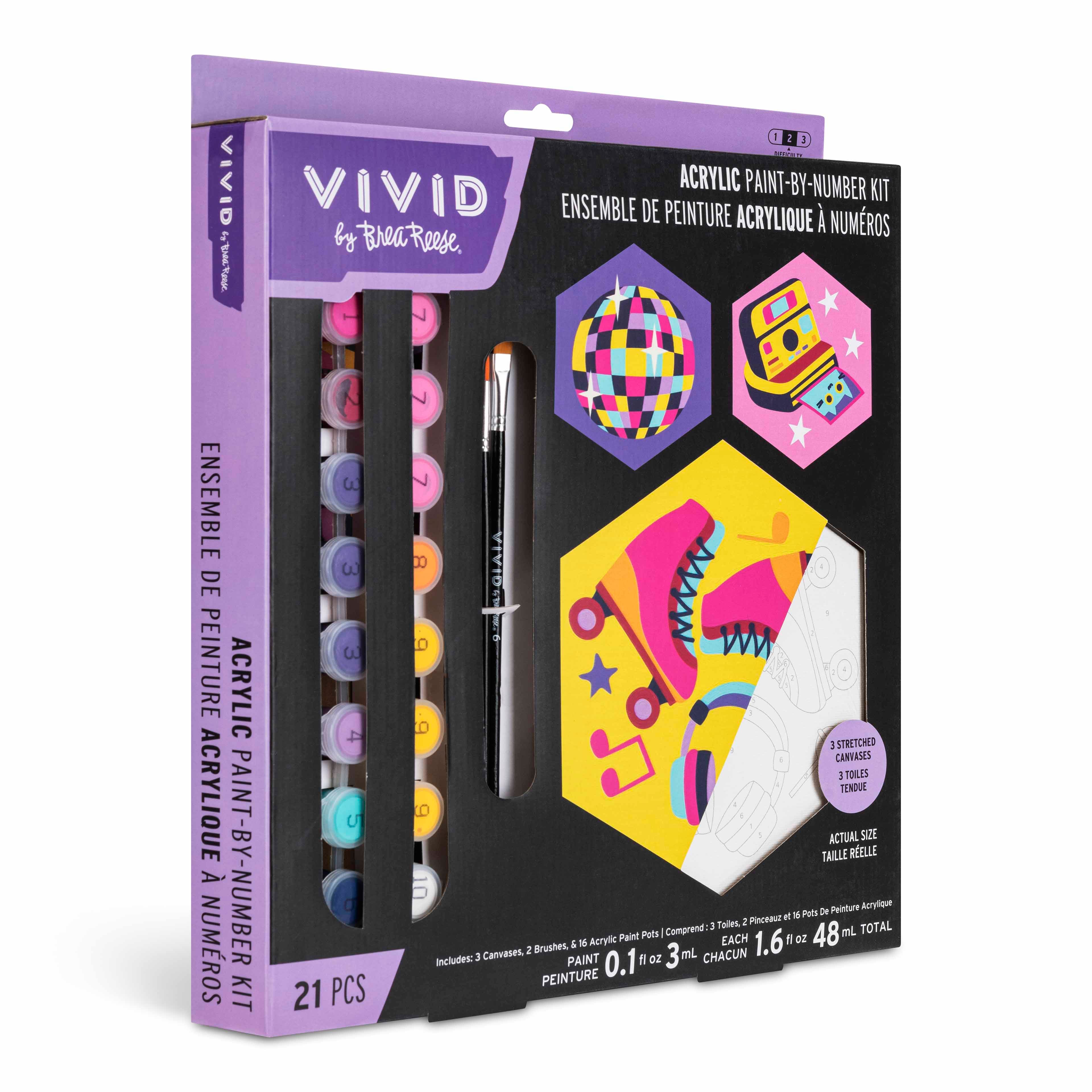 VIVID by Brea Reese® Retro Square Acrylic Paint-by-Number Kit
