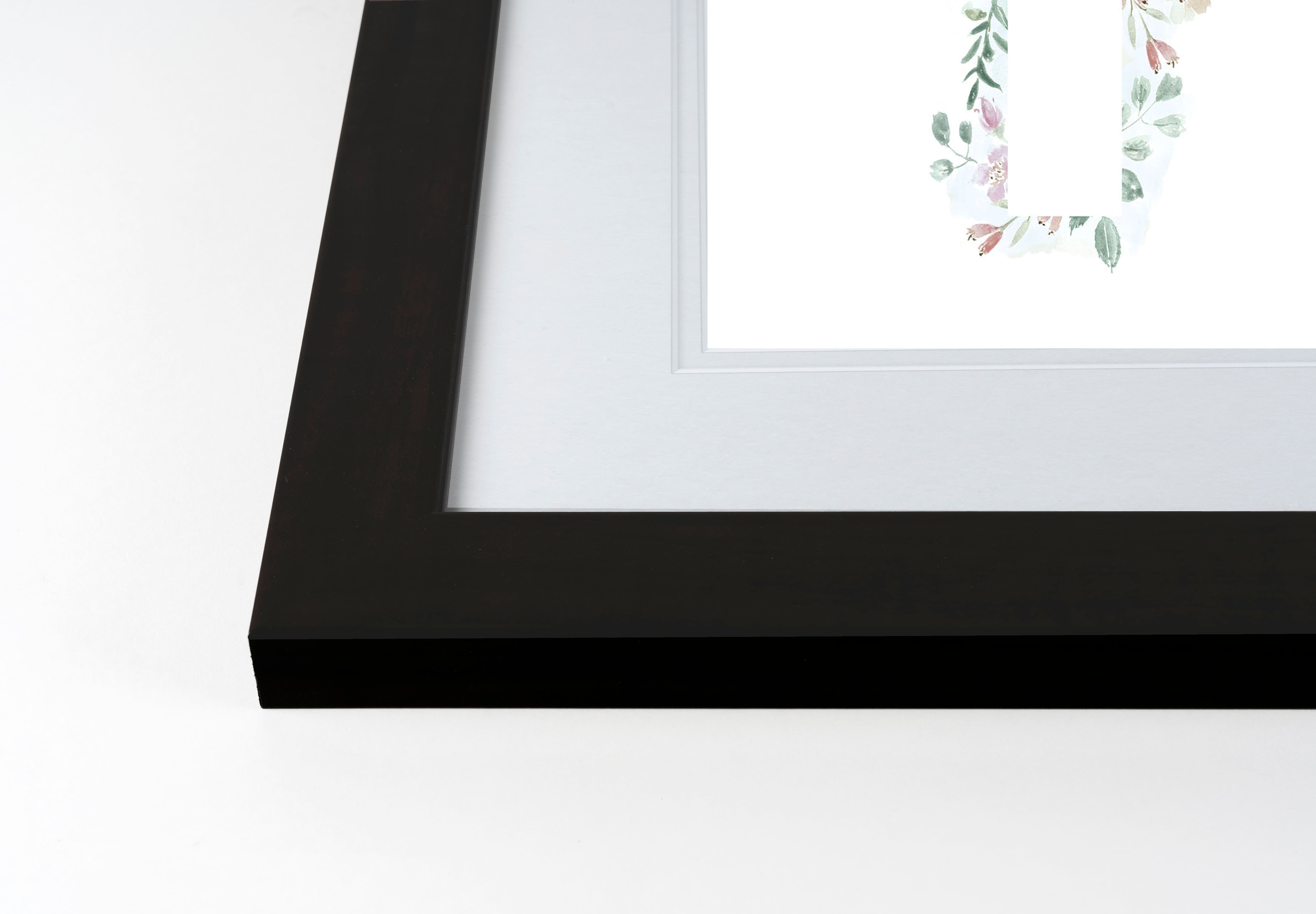 Watercolor Floral Cross Risen 11" x 14" Black Framed Print Under Plexiglass