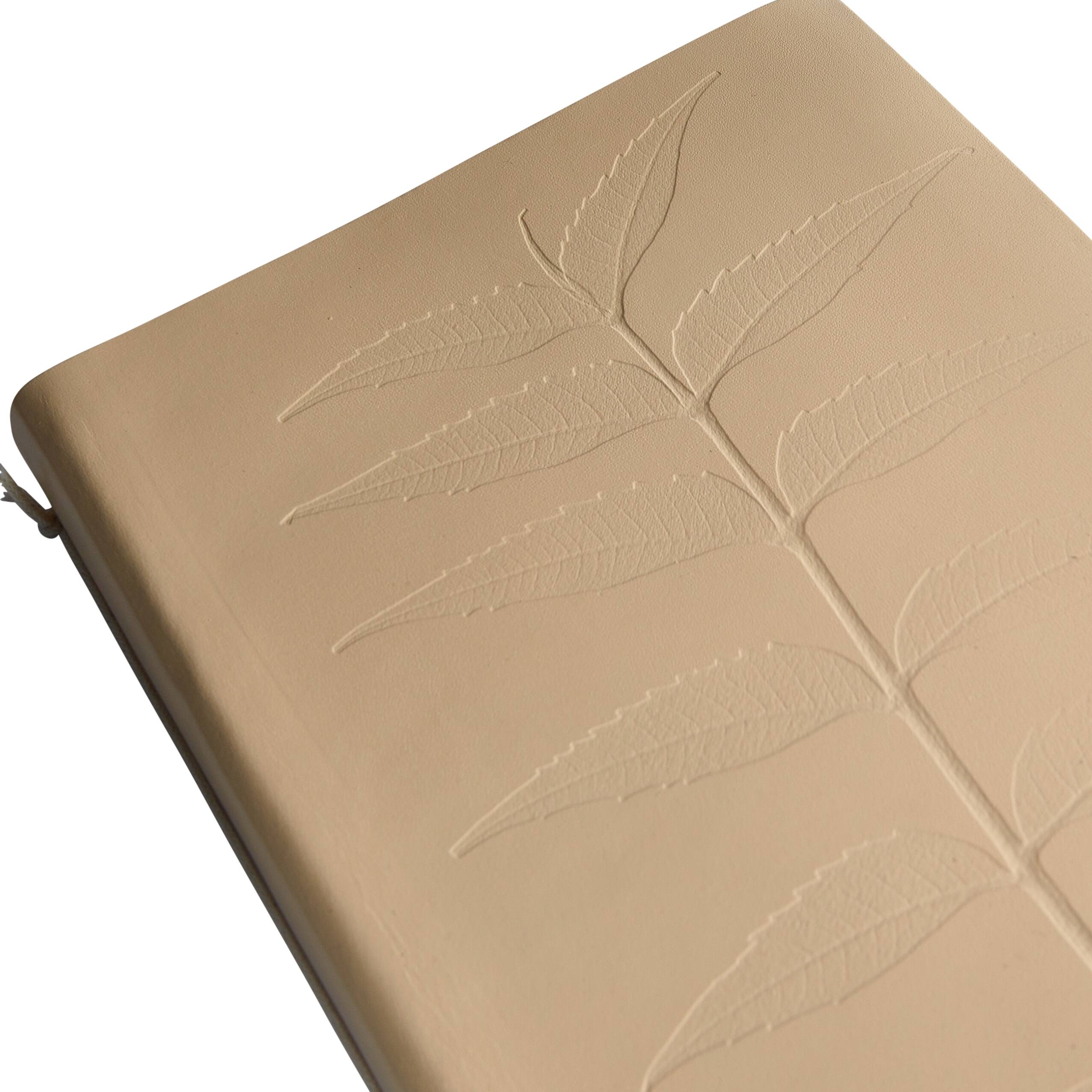 Hello Honey&#xAE; Tan Embossed Leaf Leather Bound Journal with Bookmark