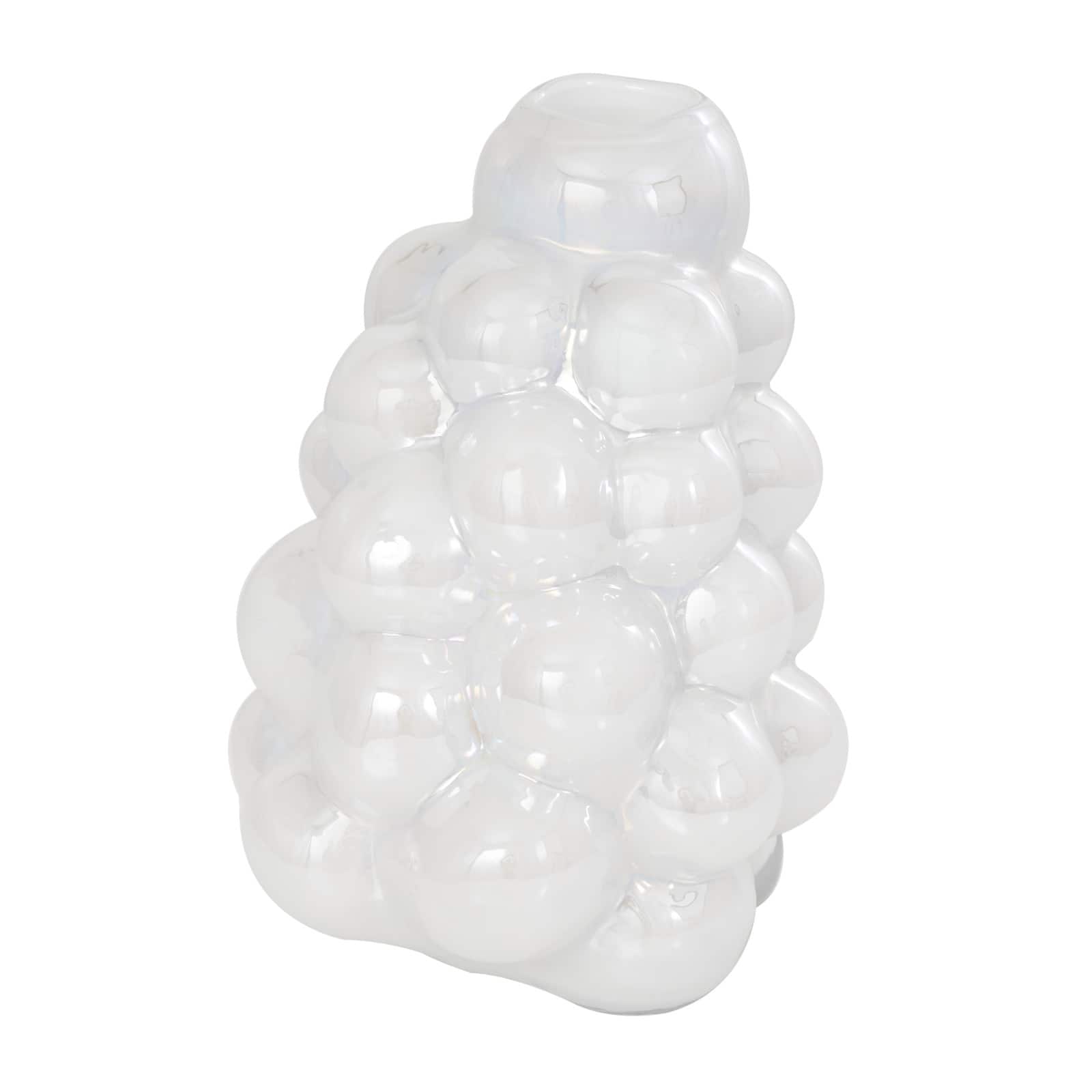 12&#x22; Clear Abstract Handmade Bubble Glass Vase
