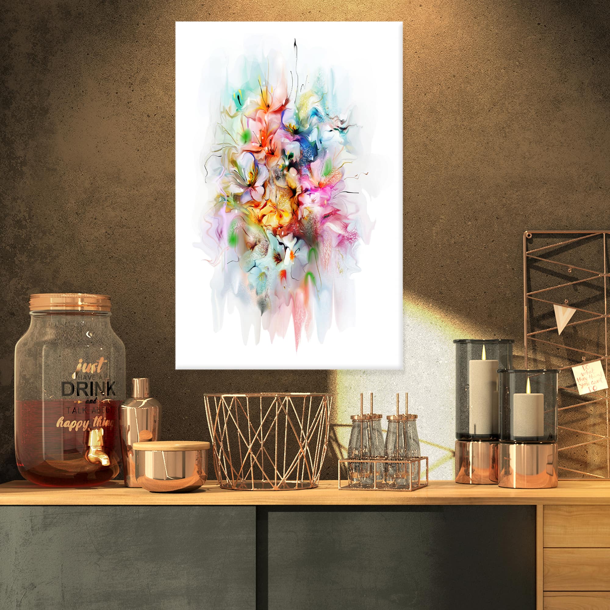 Designart - Bunch of Watercolor Flowers - Floral Canvas Art Print