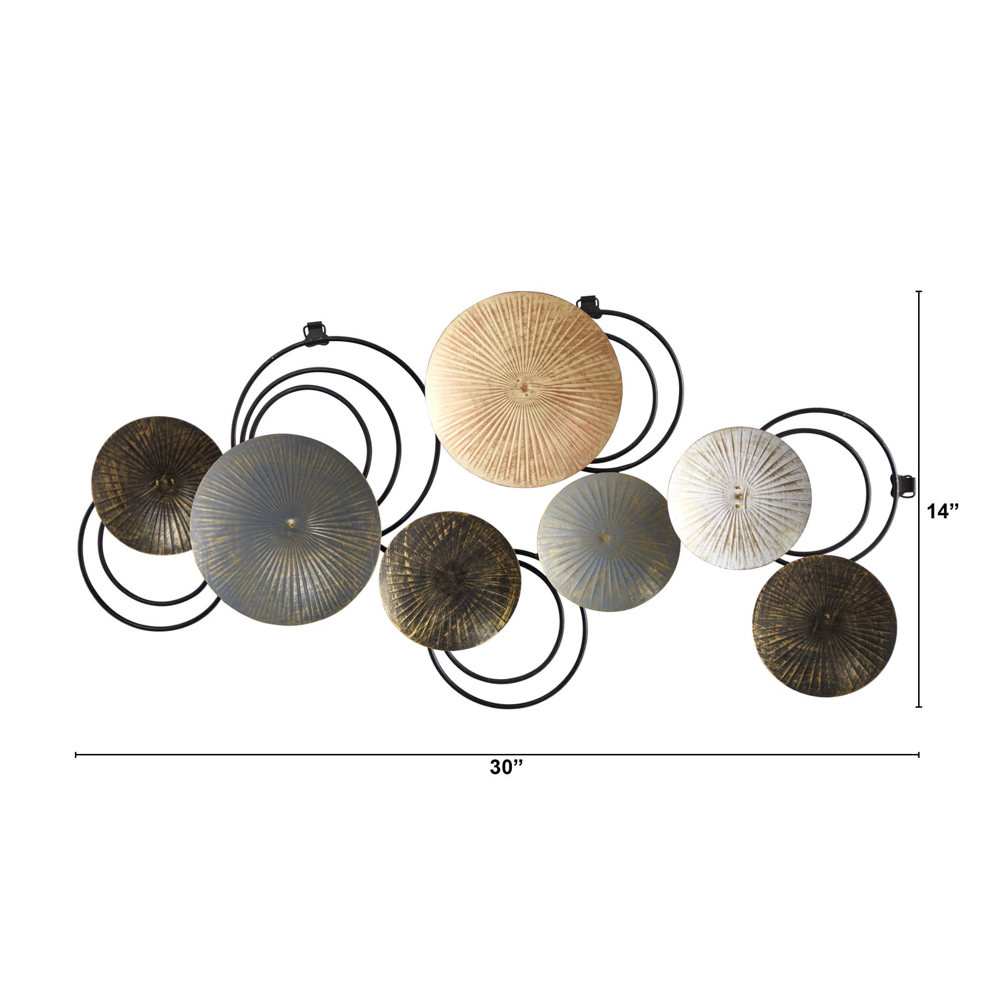 30&#x22; x 14&#x22; Rays Metal Plates Wall Art Decor