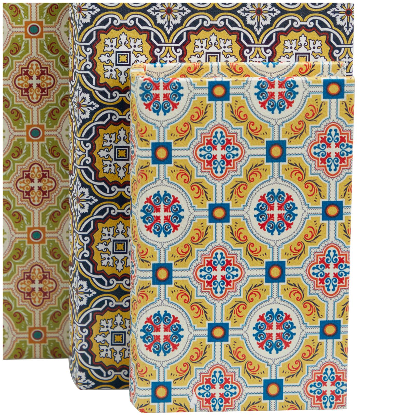 Arabesque Pattern Canvas Storage Book Box Set