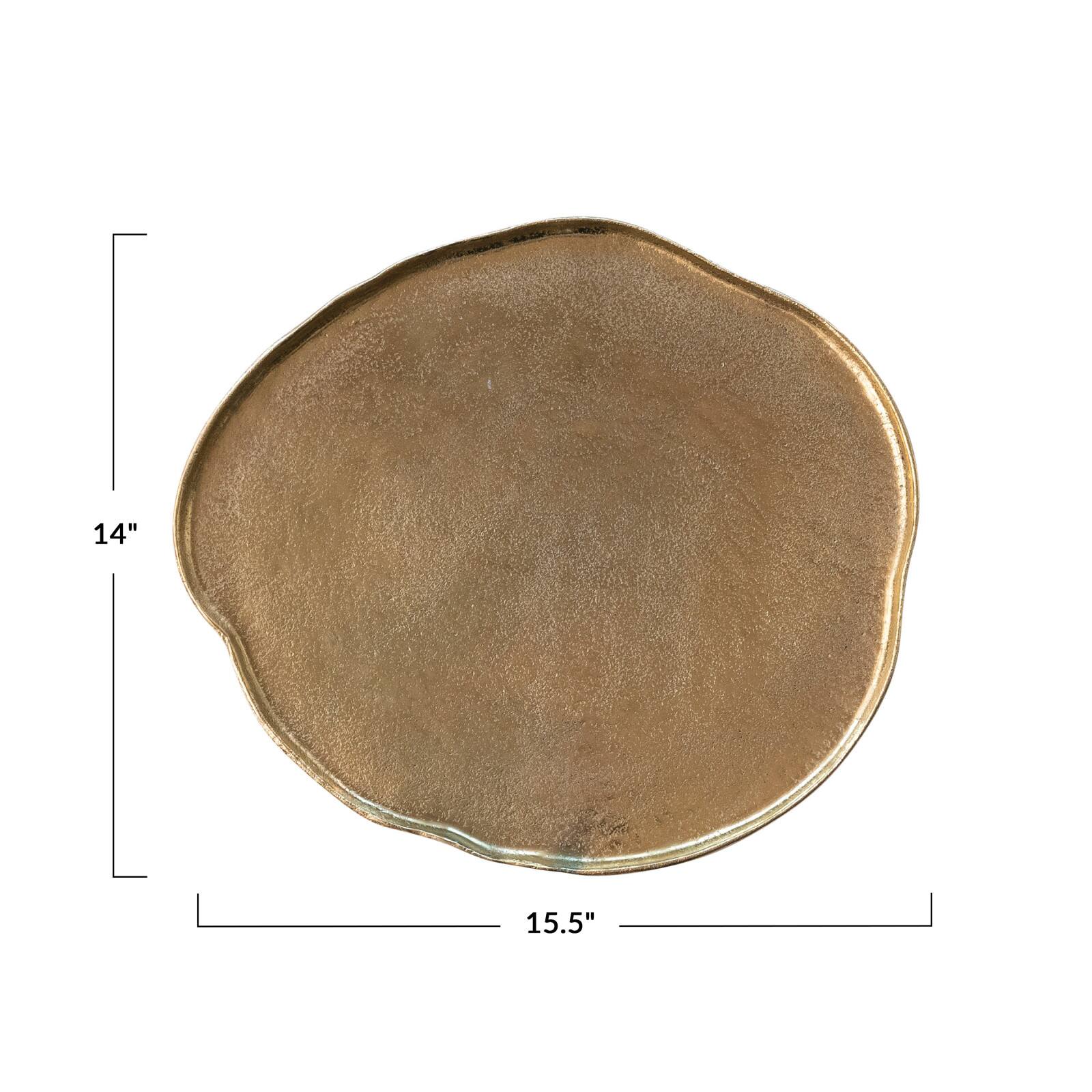 Hello Honey® 15.5" Gold Decorative Cast Aluminum Tray