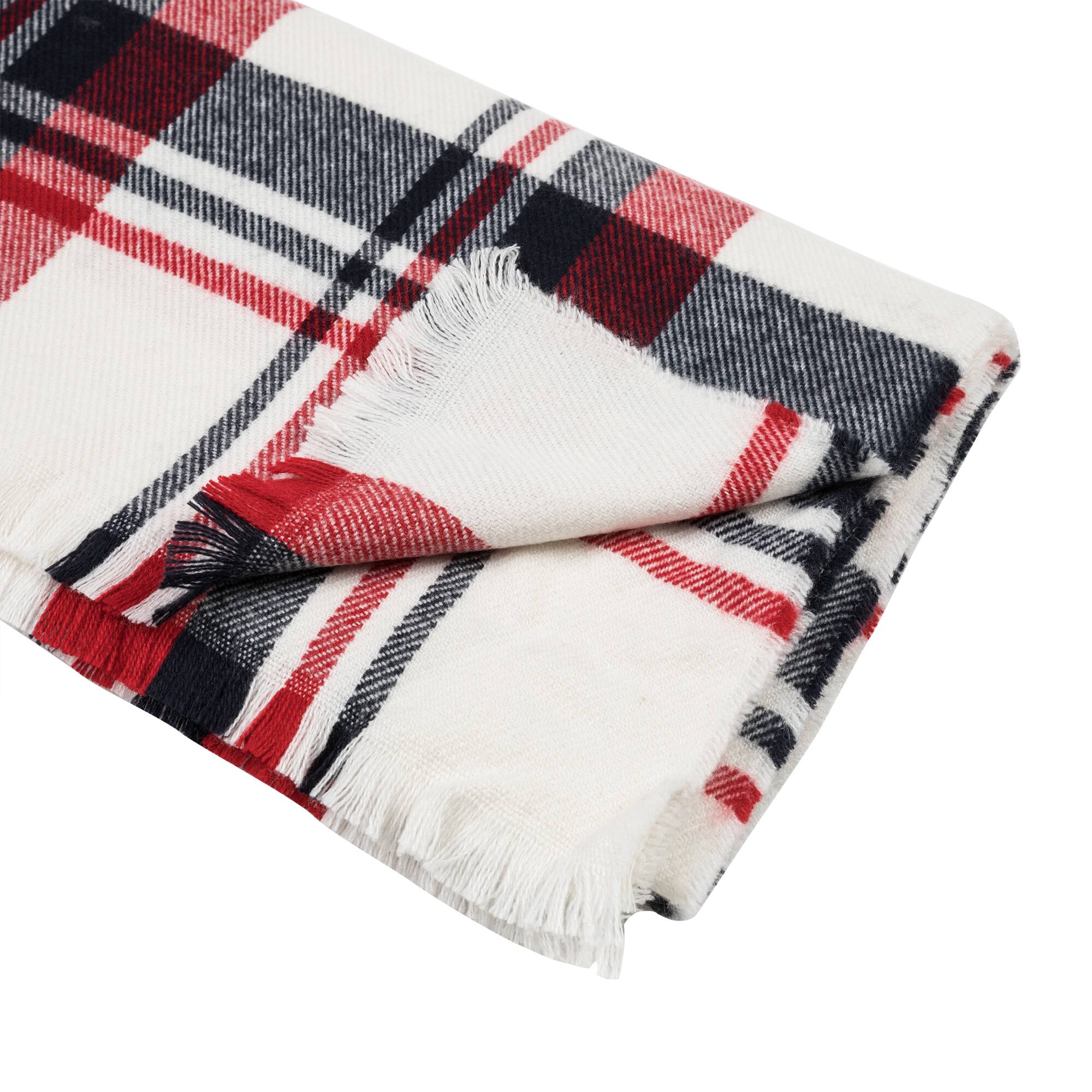 Glitzhome® 70" Red, White & Navy Scarf with Fringe