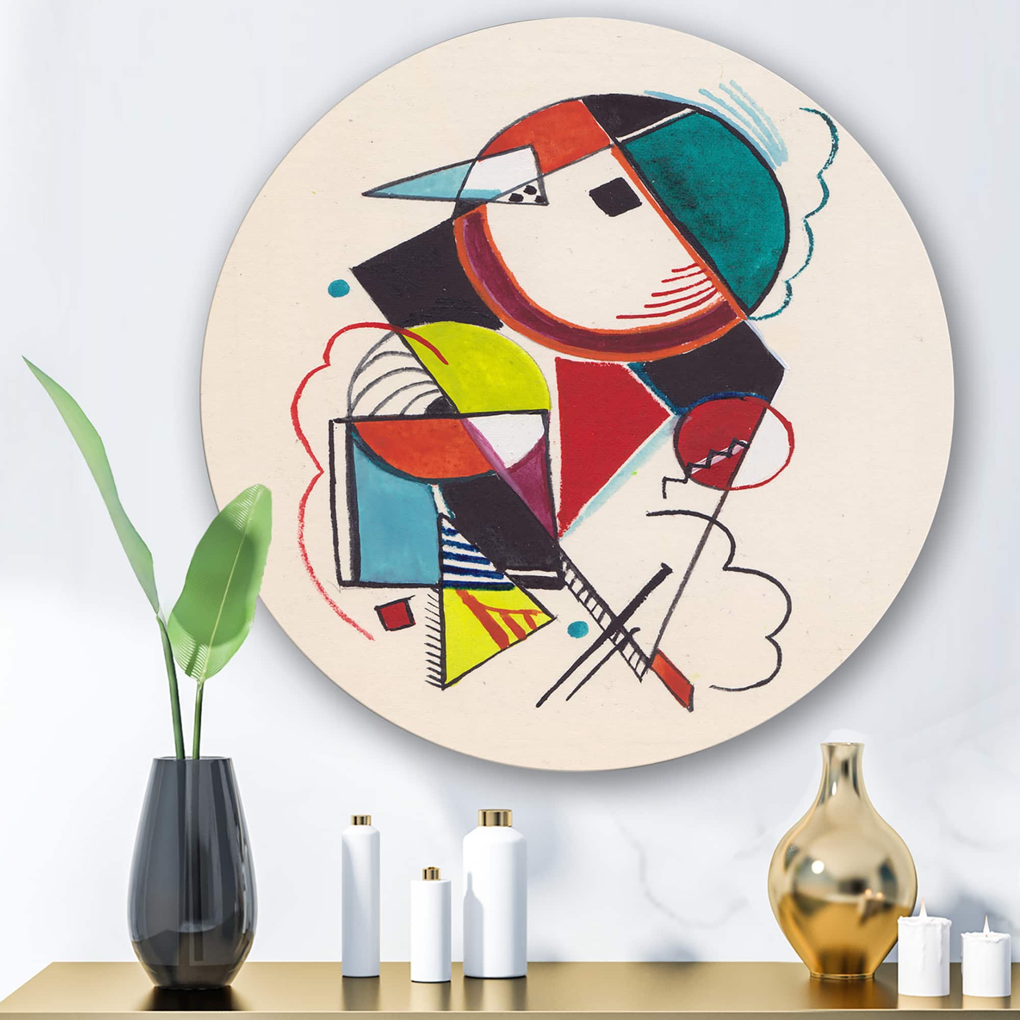 Designart - Colored Geometric Abstract Compositions II - Modern Metal Circle Wall Art