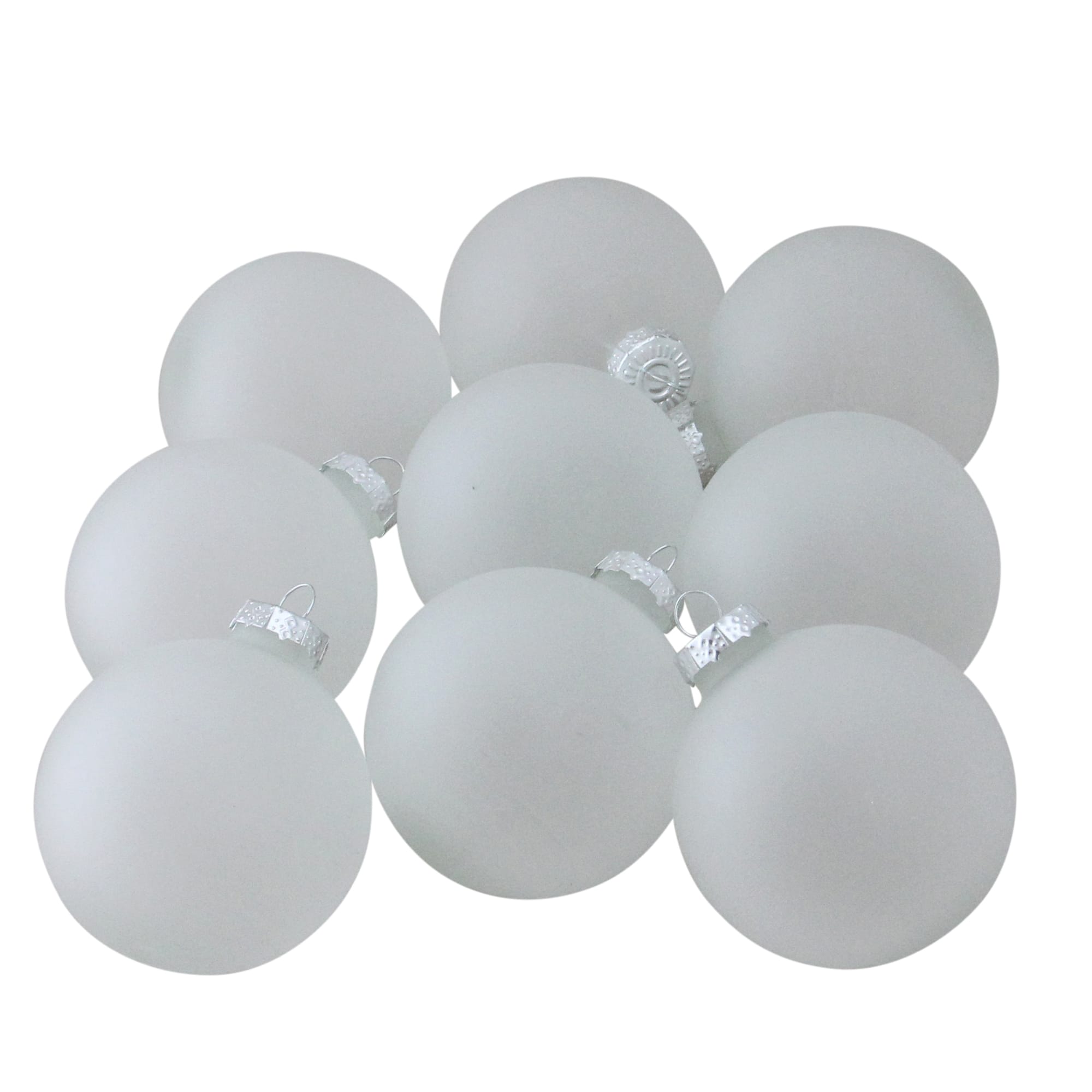 9ct. 2.5" Frosted Matte Clear Glass Ball Ornaments
