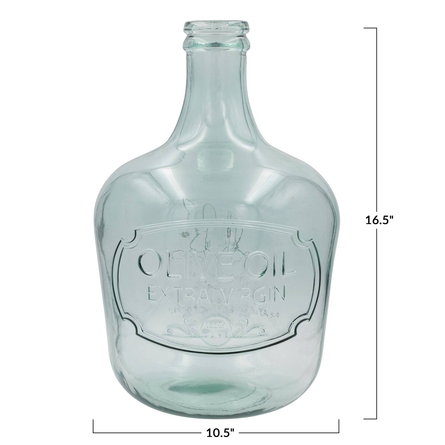Hello Honey&#xAE; 16.5&#x22; Clear Embossed Reclaimed Glass Olive Oil Bottle