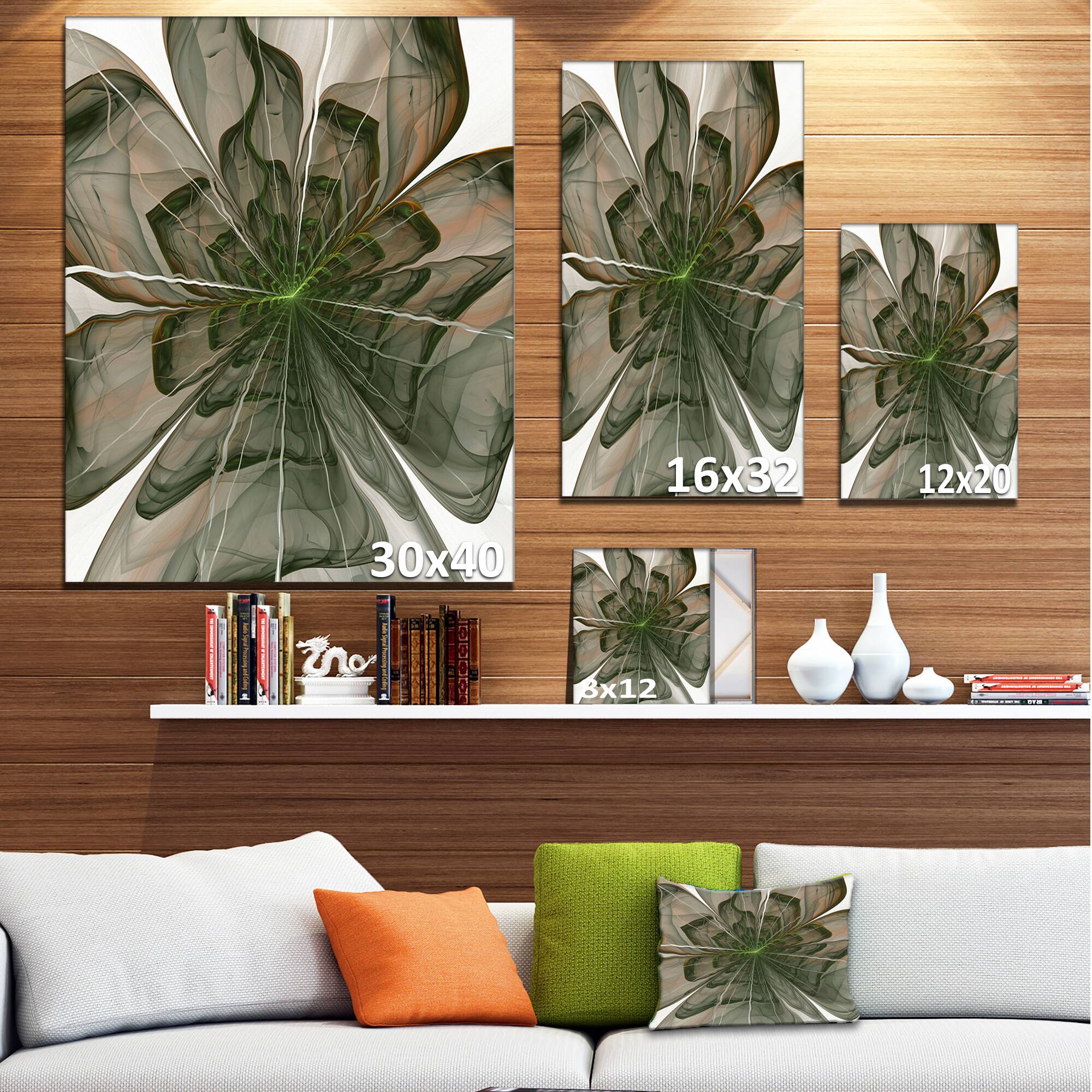 Designart - Symmetrical Green Fractal Flower - Floral Canvas Art Print