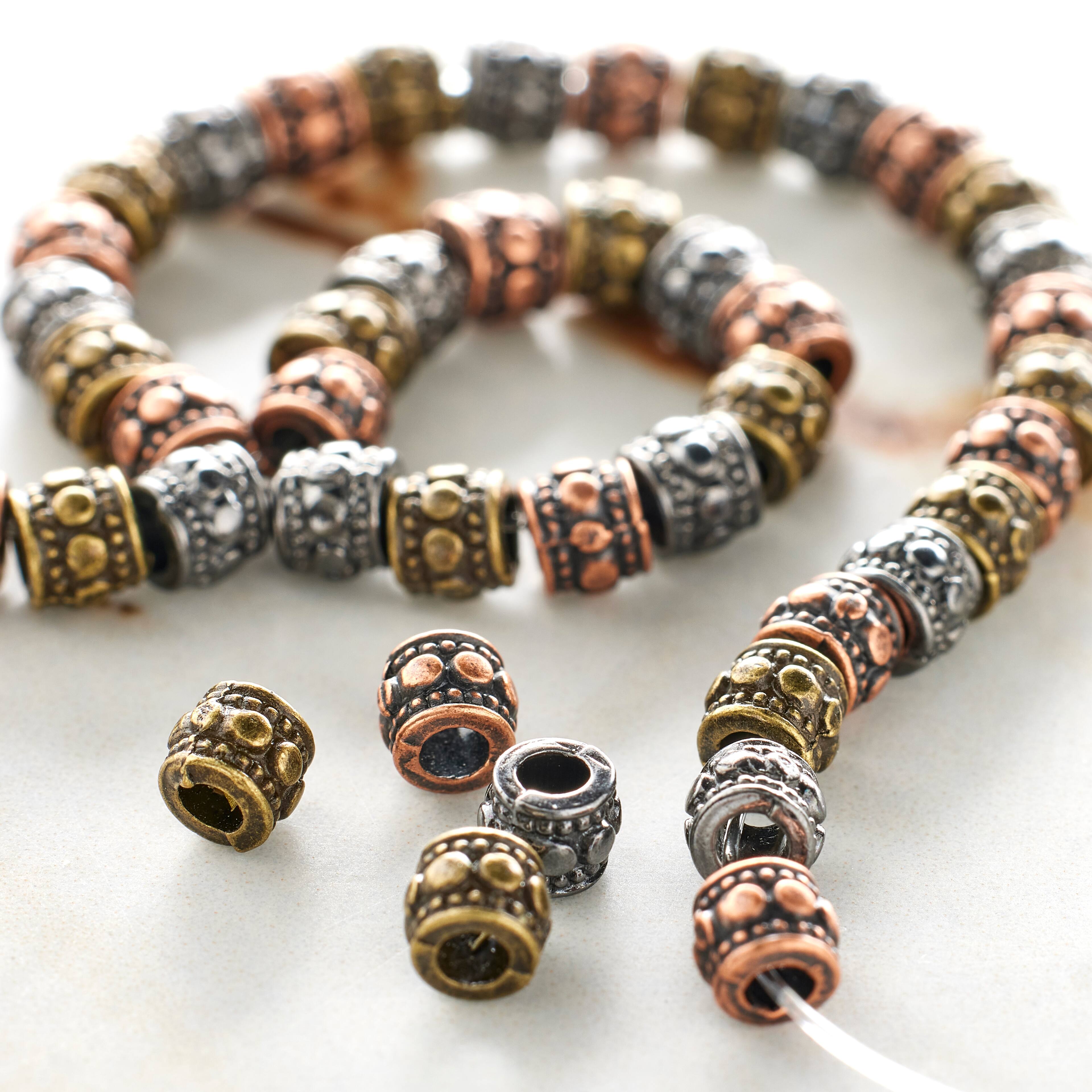 12 Pack:  Multicolor Metallic Dotted Rondelle Beads, 4mm by Bead Landing&#x2122;