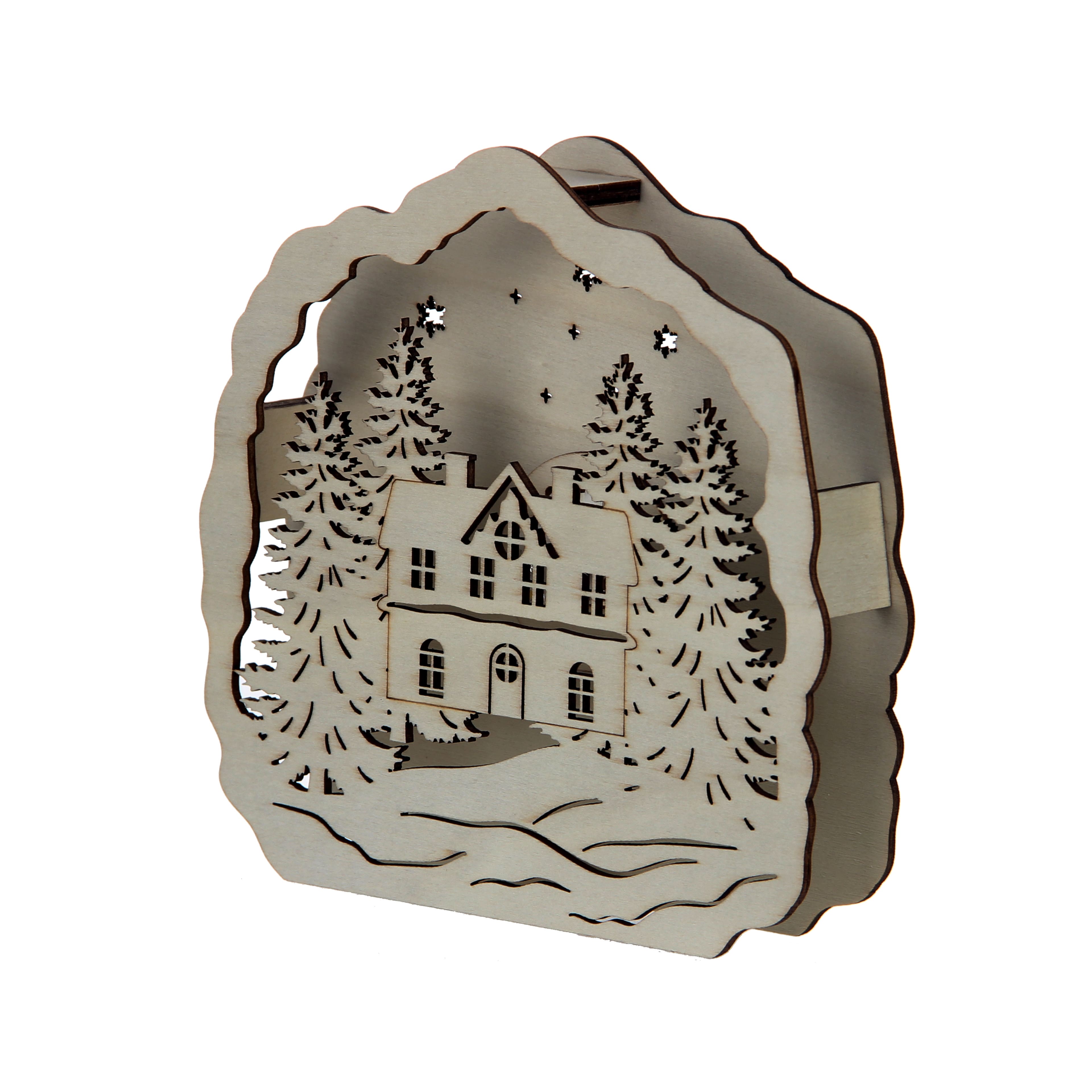 6&#x22; Snowy House LED DIY Wood D&#xE9;cor by Make Market&#xAE;