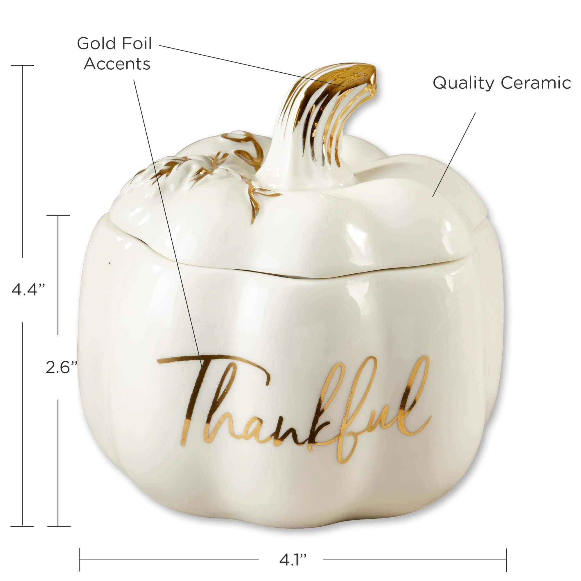 Kate Aspen White Thankful Pumpkin Decorative Bowl