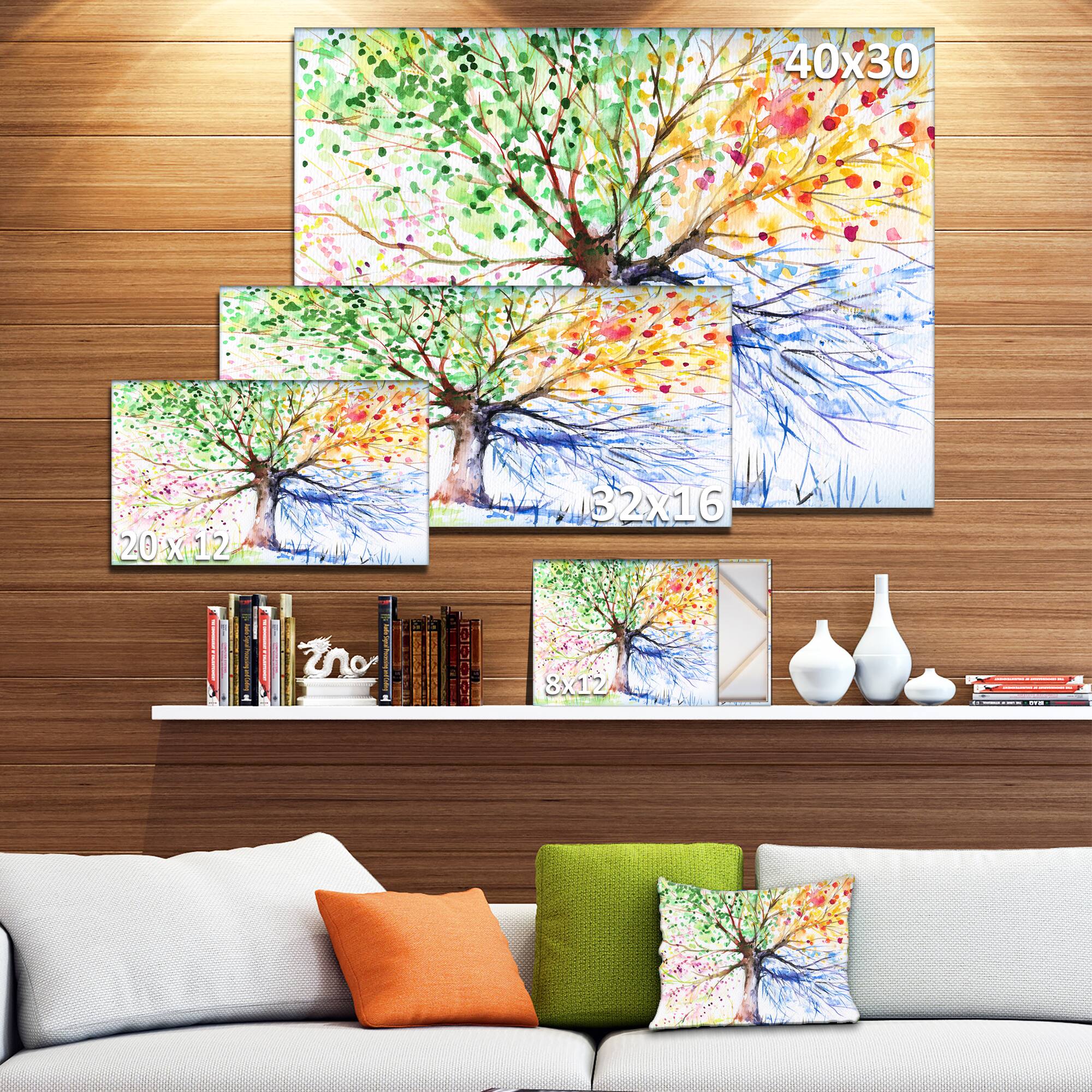 Designart - Four Seasons Tree - Floral Art Canvas Print