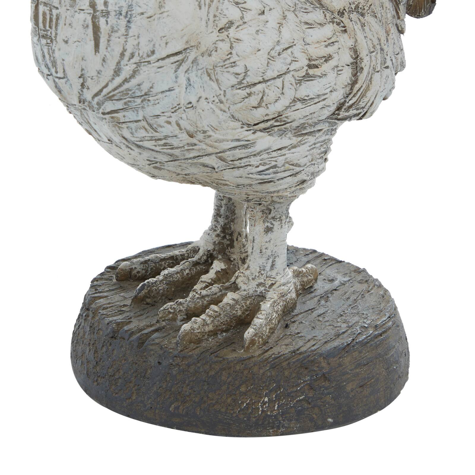 17&#x22; White Polystone Farmhouse Rooster Sculpture