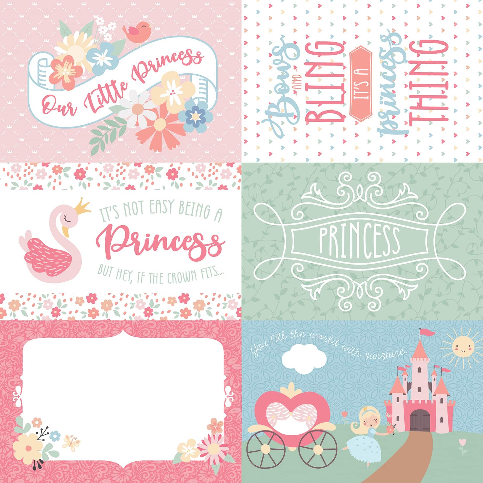 Echo Park&#x2122; Paper Co. Our Little Princess 12&#x22; x 12&#x22; Double-Sided Cardstock with 6&#x22; x 4&#x22; Journaling Cards, 25 Sheets