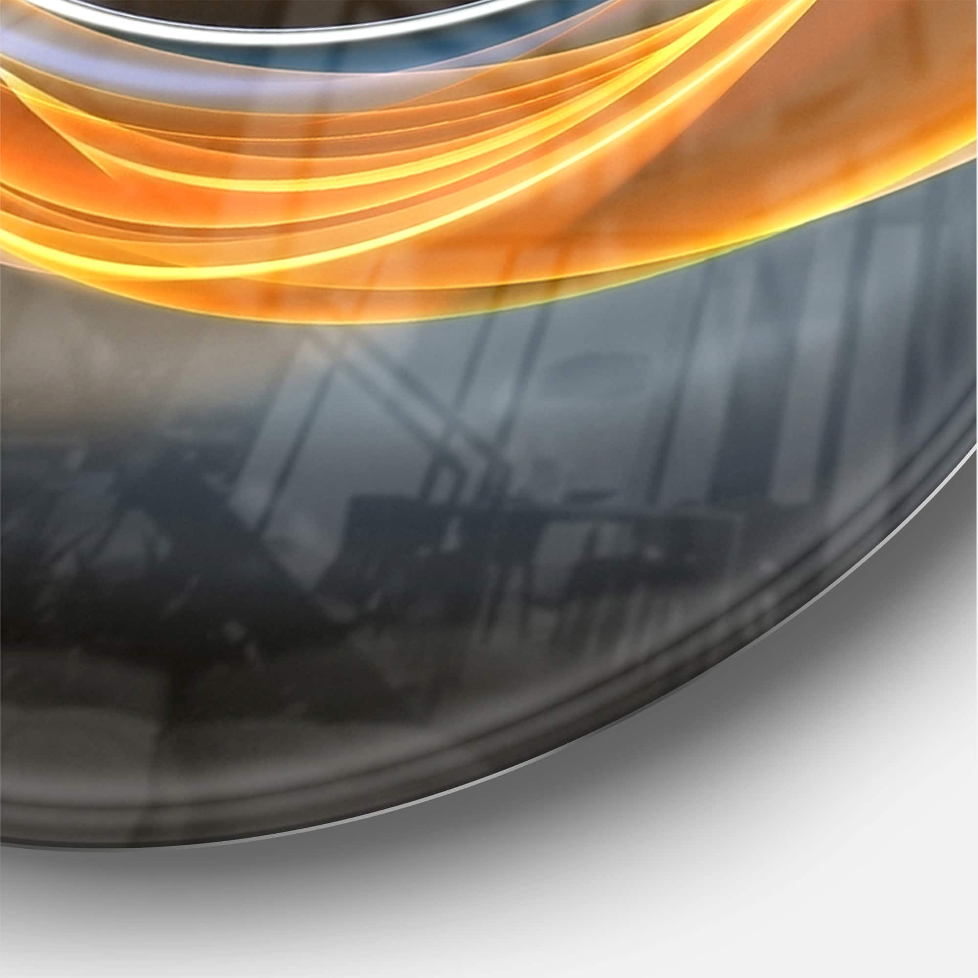 Designart 3D Gold Waves In Black Modern Wall Clock