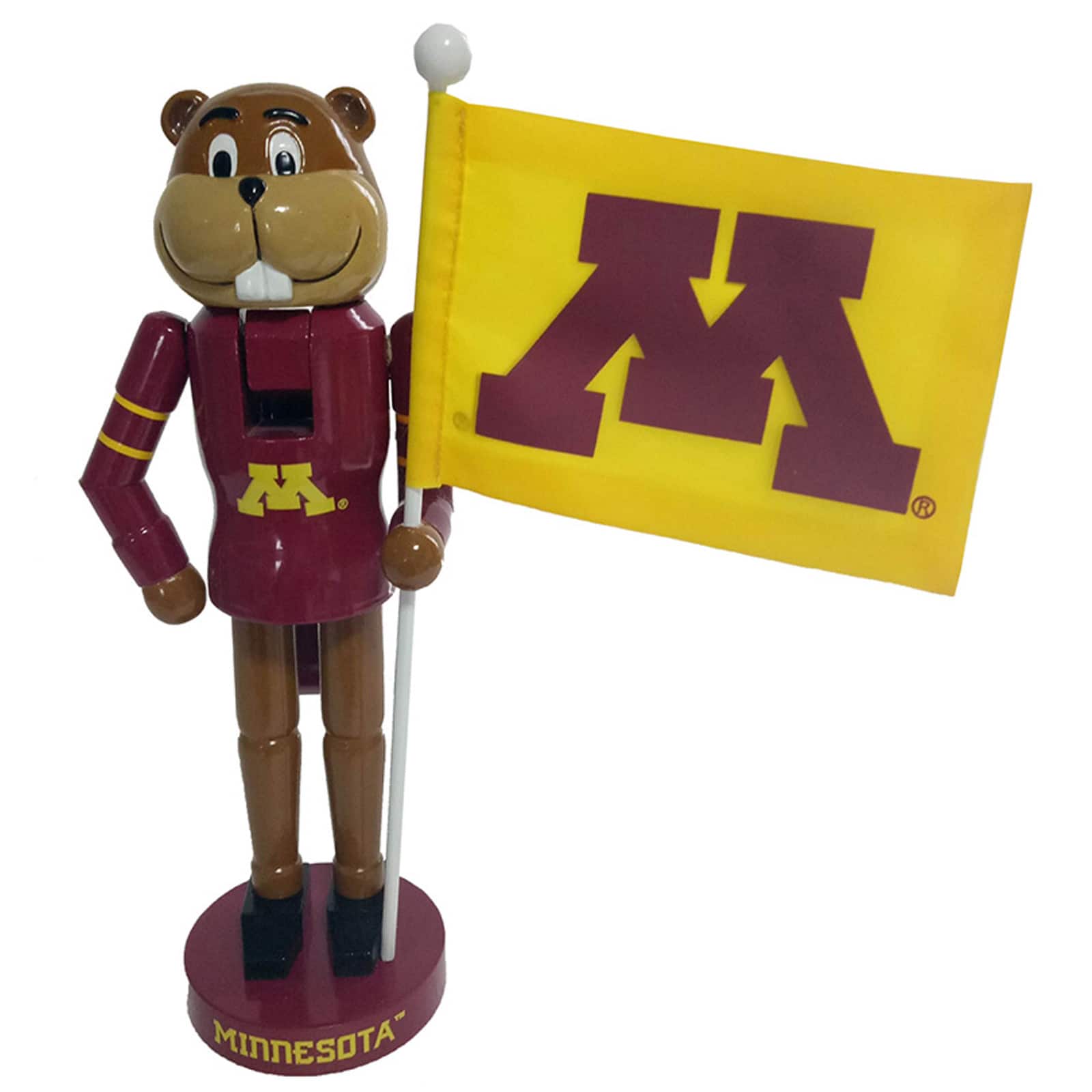 12&#x27;&#x27; Minnesota Golden Gopher Mascot with Flag Nutcracker