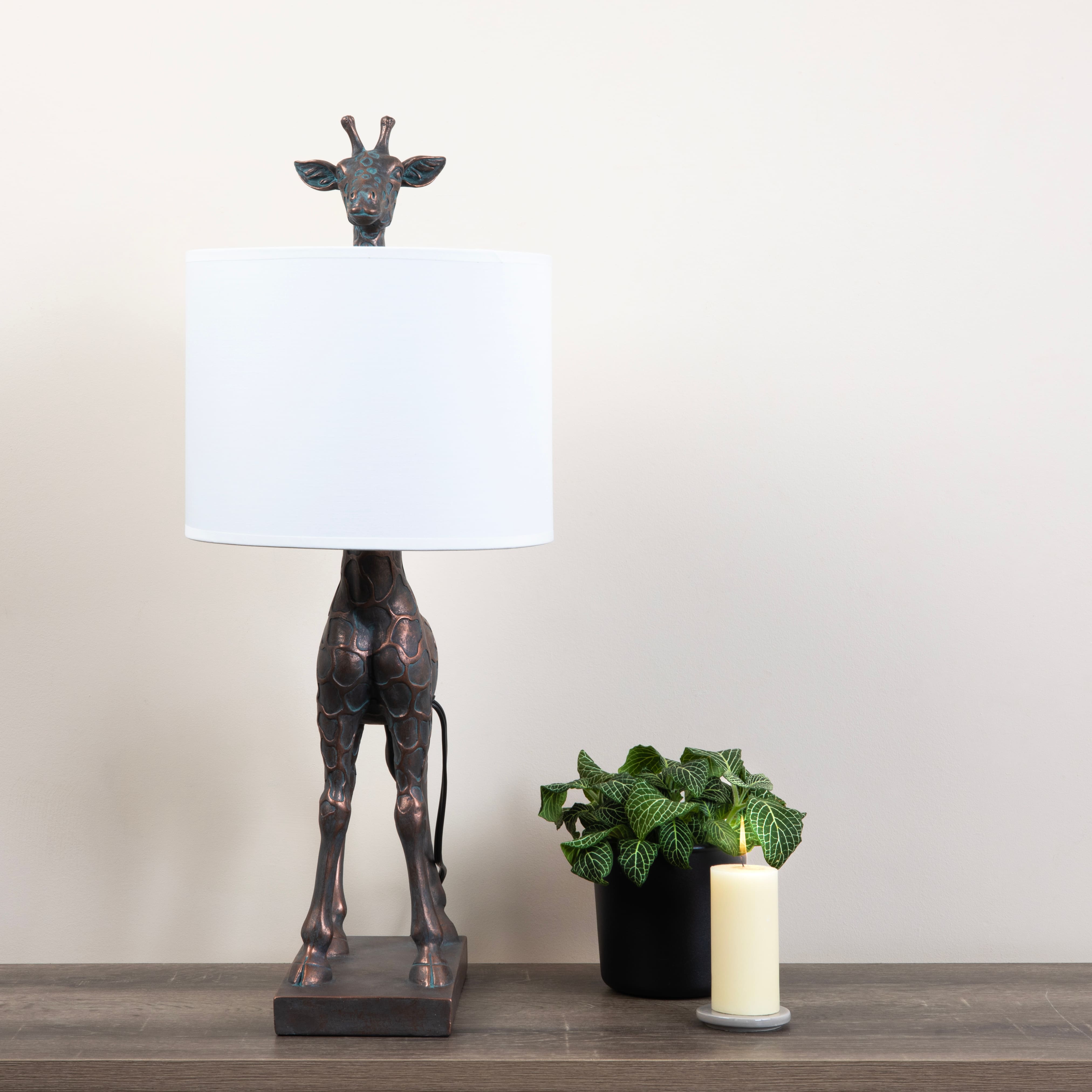 Hello Honey® 28" Bronze Giraffe Table Lamp with Linen Shade