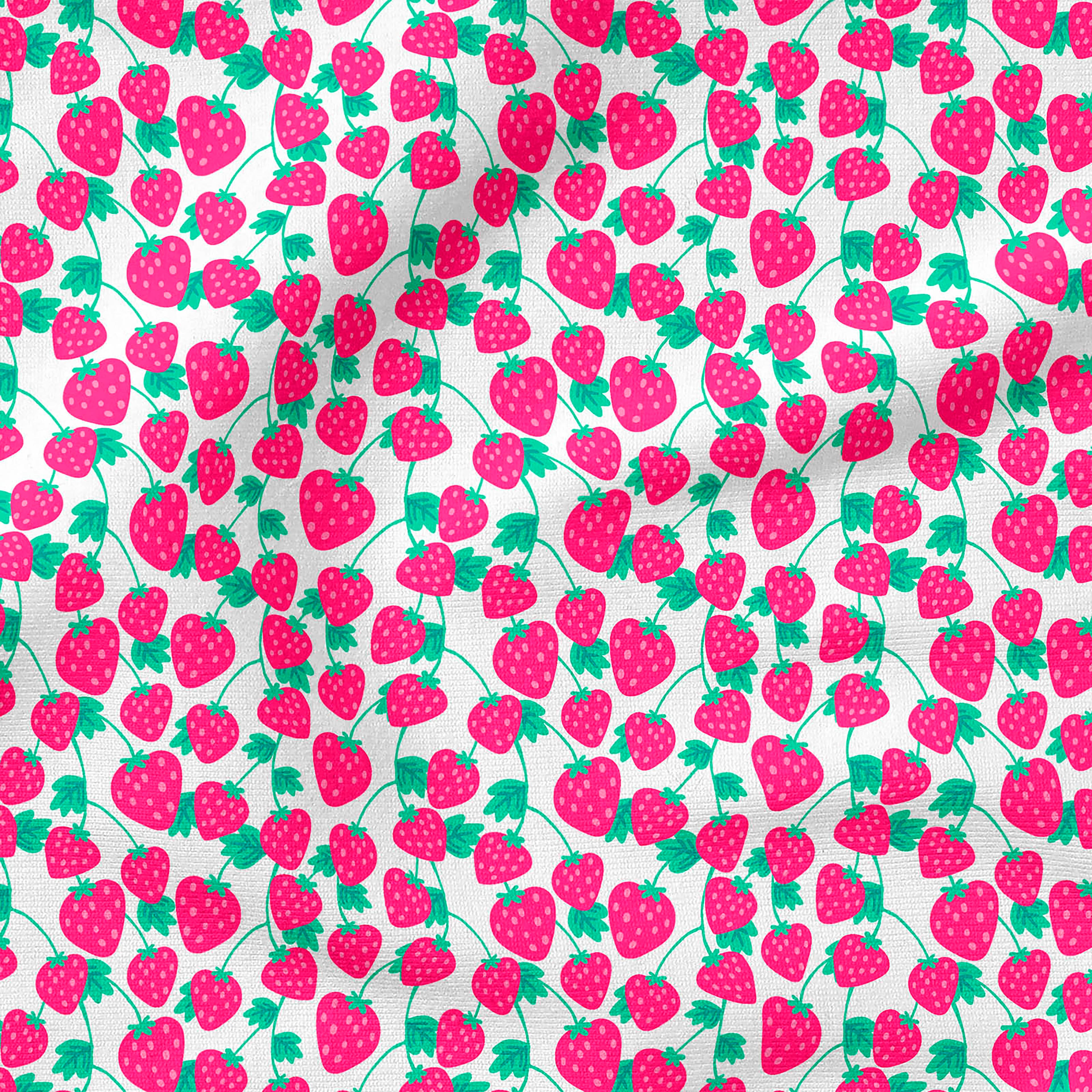 Fabric Editions White Spring Garden Berry Cotton Fabric