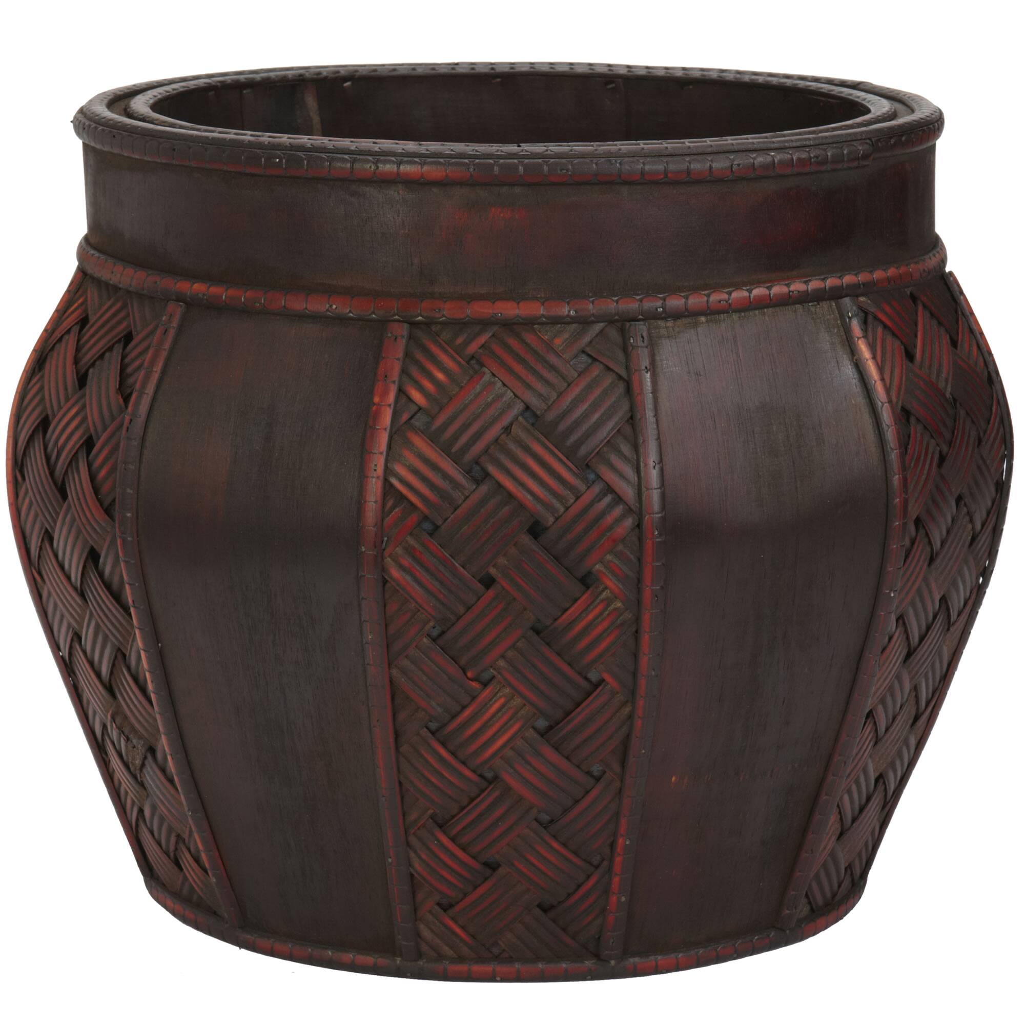 Wood &#x26; Weave Panel Decorative Planters Set